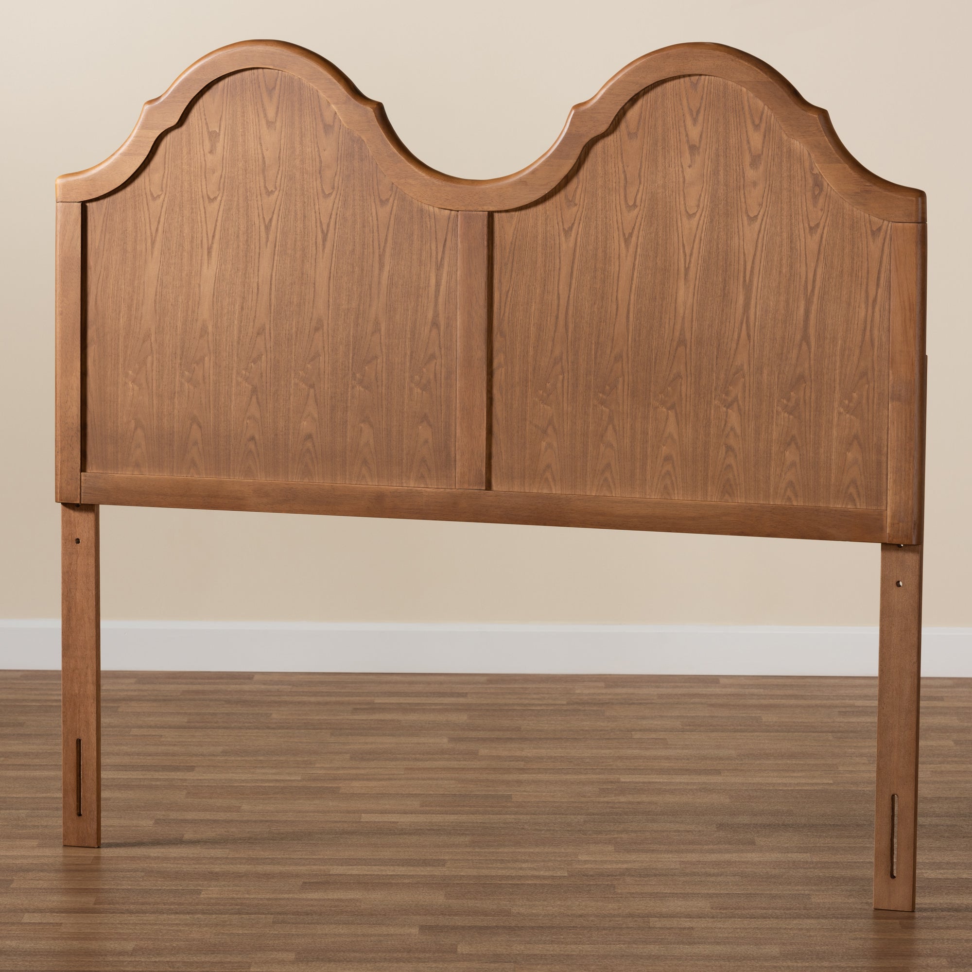 Baxton Studio Tobin Vintage Classic and Traditional Ash Walnut Finished Wood King Size Arched Headboard