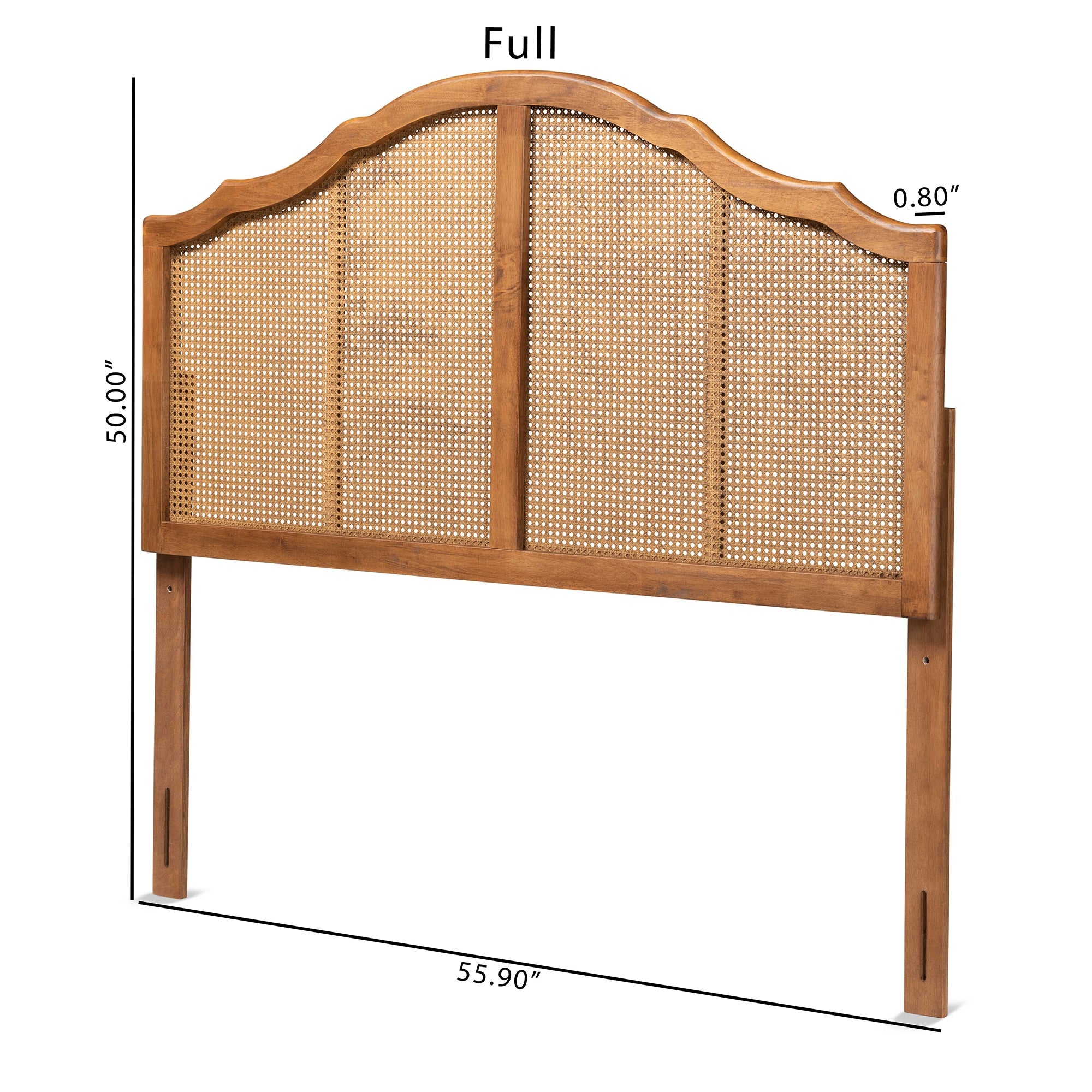 Baxton Studio Iris Vintage Classic and Traditional Ash Walnut Finished Wood and Synthetic Rattan King Size Arched Headboard