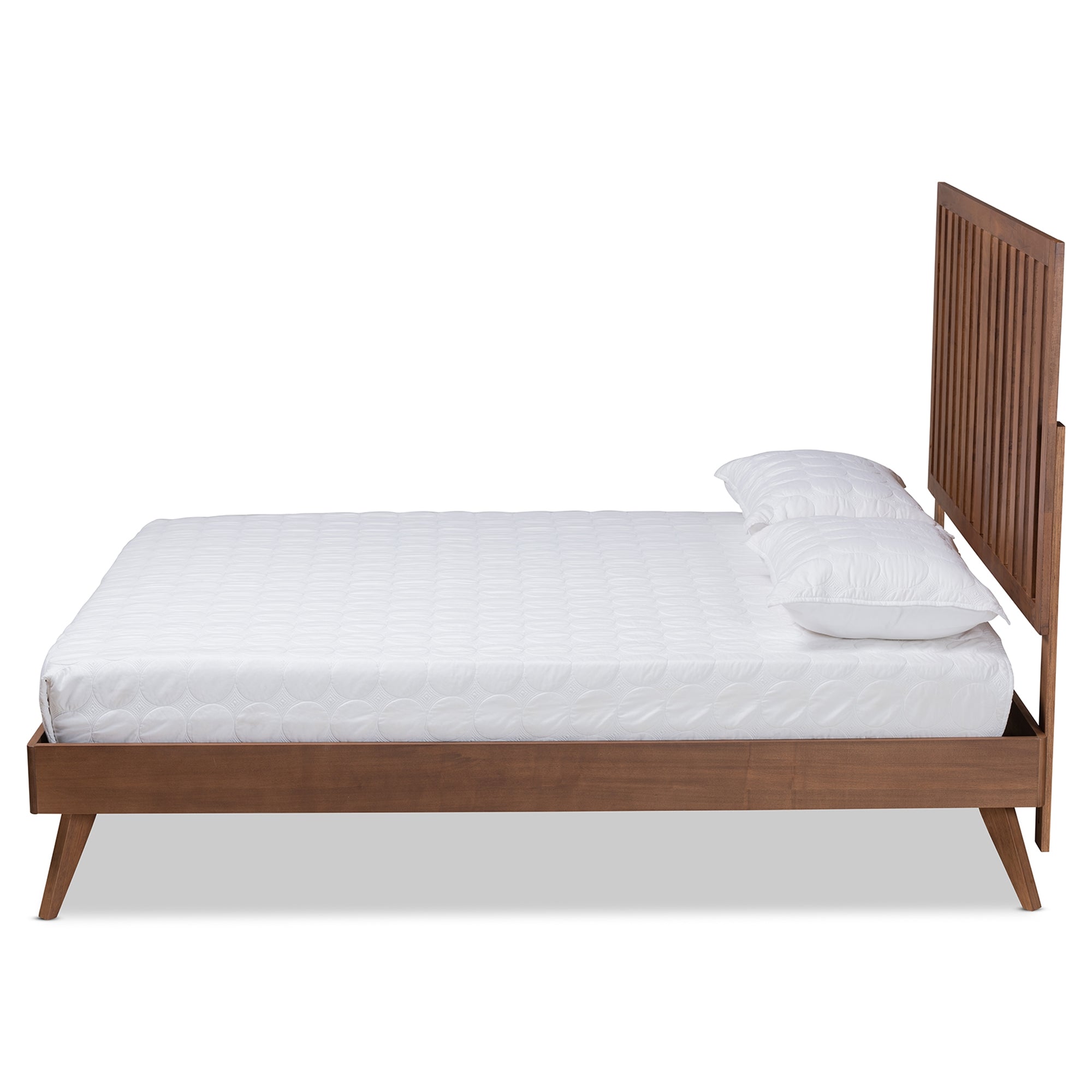 Baxton Studio Saki Mid-Century Modern Walnut Brown Finished Wood King Size Platform Bed