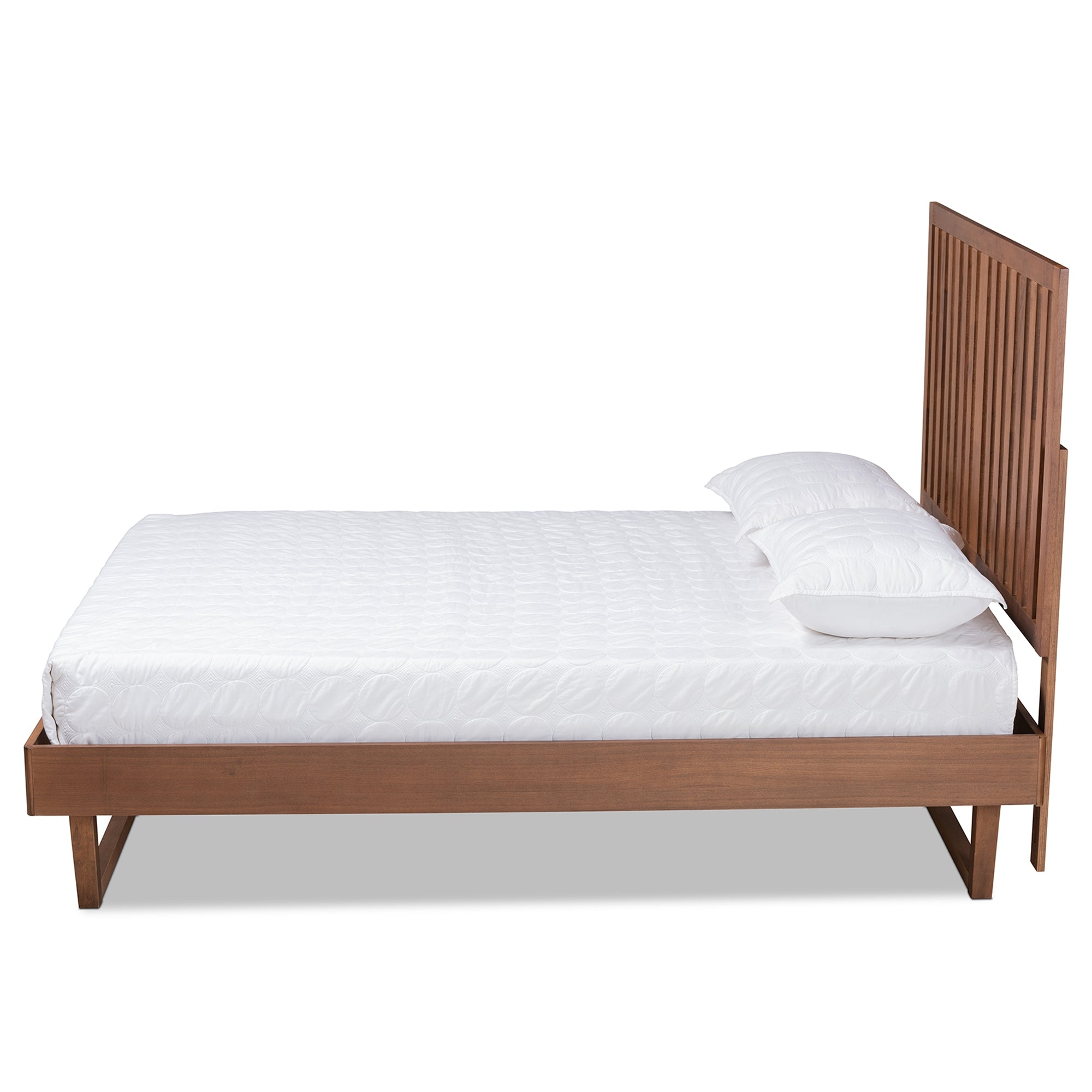 Baxton Studio Marin Modern and Contemporary Walnut Brown Finished Wood Queen Size Platform Bed