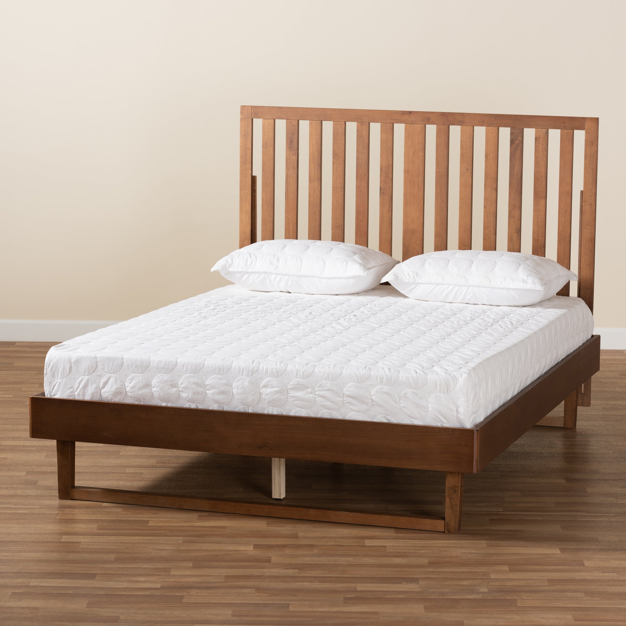 Baxton Studio Marin Modern and Contemporary Walnut Brown Finished Wood King Size Platform Bed
