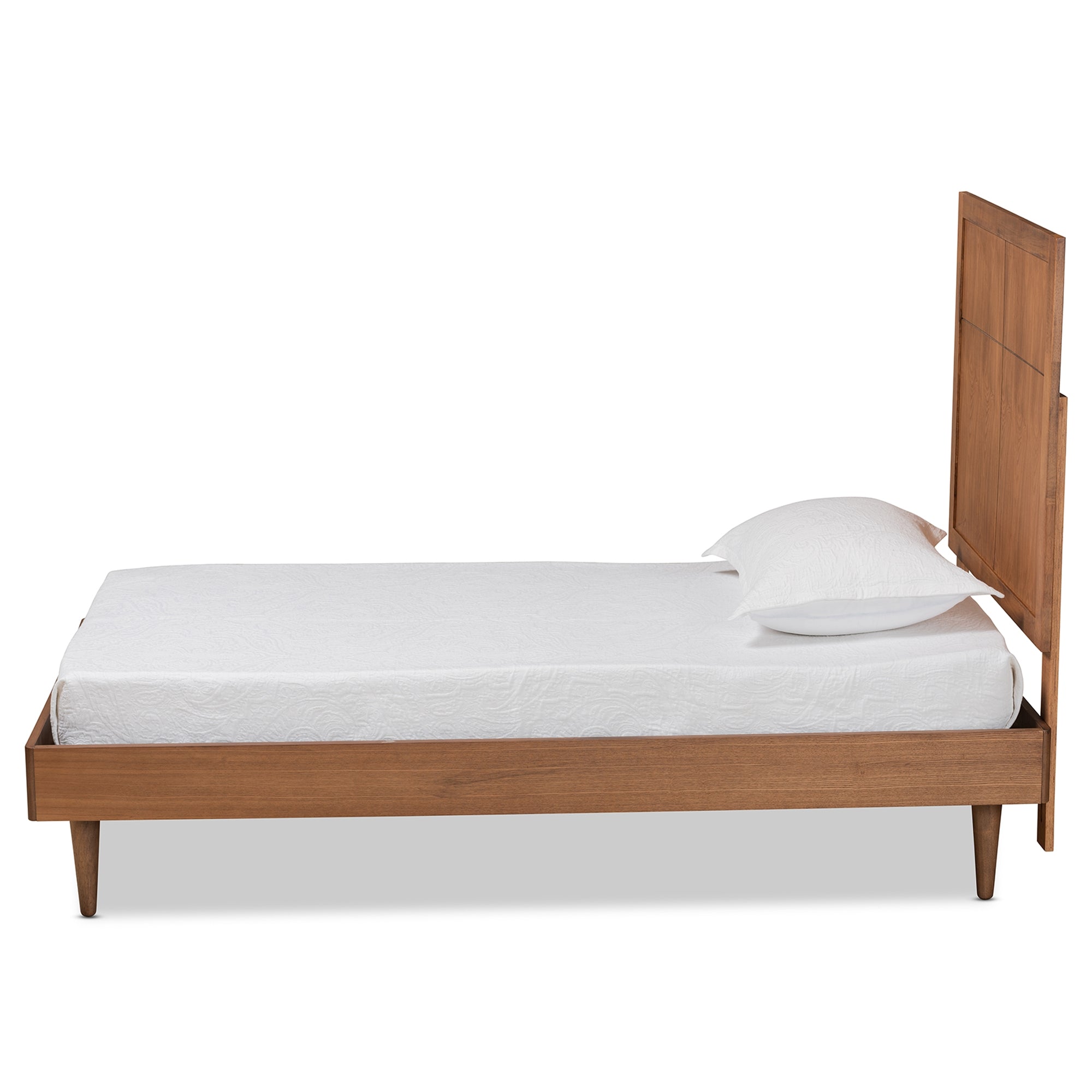Baxton Studio Rin Mid-Century Modern Walnut Brown Finished Wood Twin Size Platform Bed