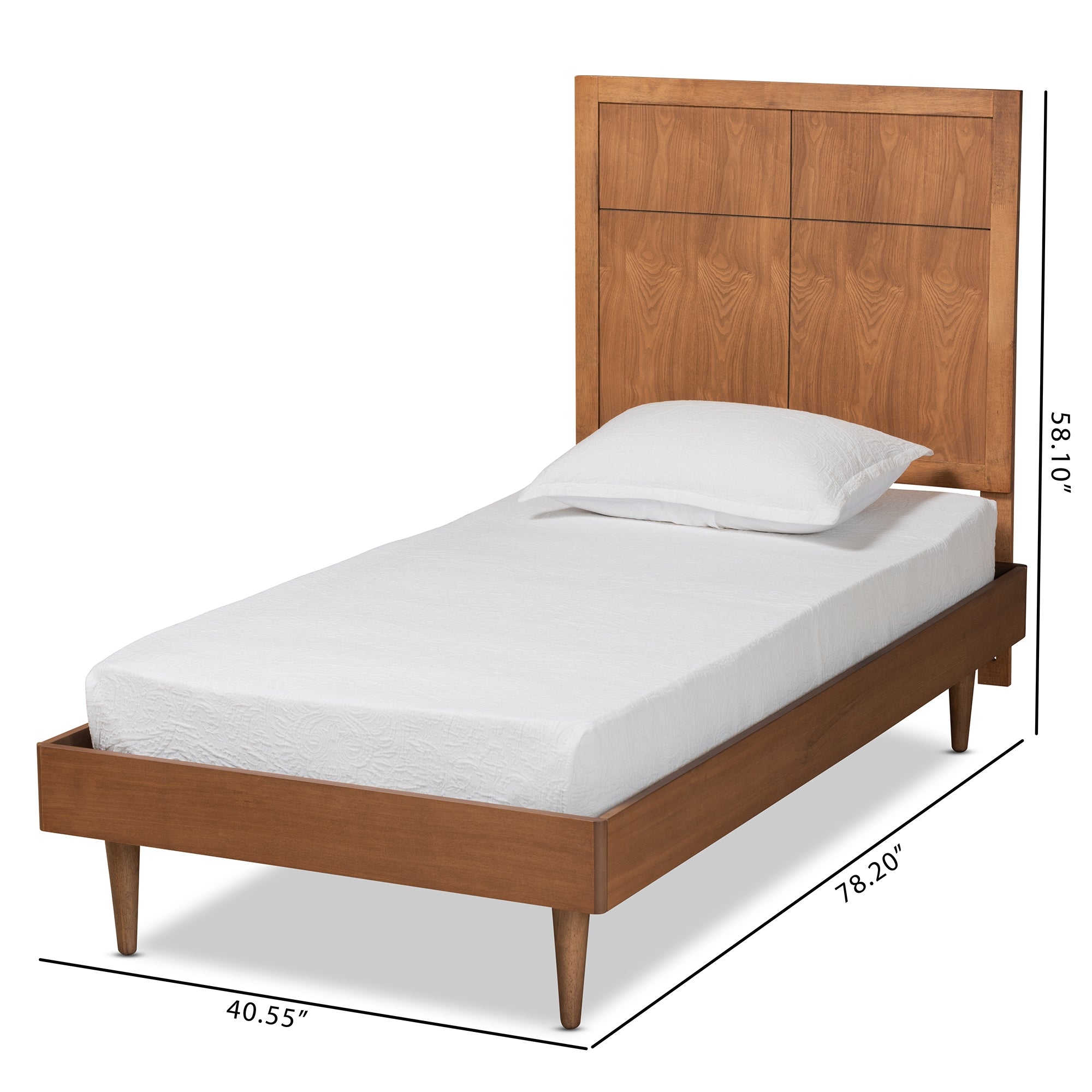 Baxton Studio Rin Mid-Century Modern Walnut Brown Finished Wood Twin Size Platform Bed