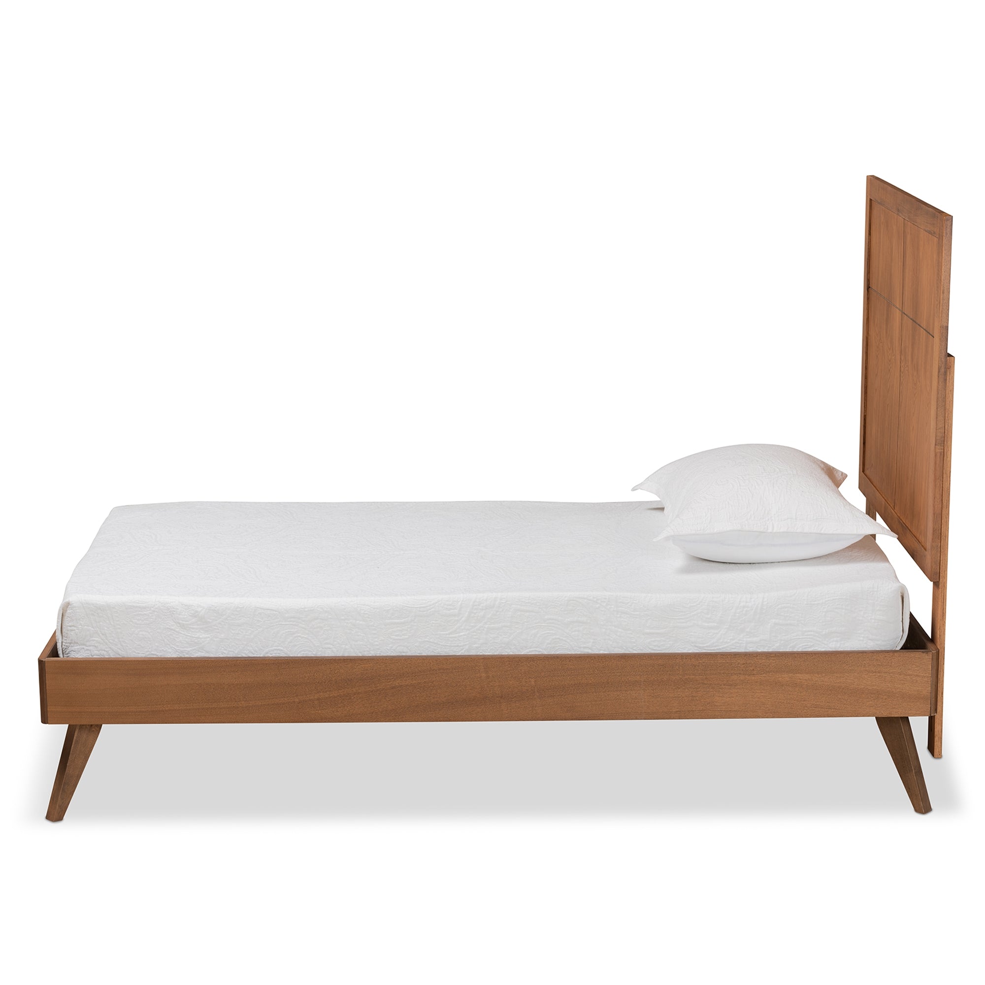 Baxton Studio Noela Mid-Century Modern Walnut Brown Finished Wood Twin Size Platform Bed