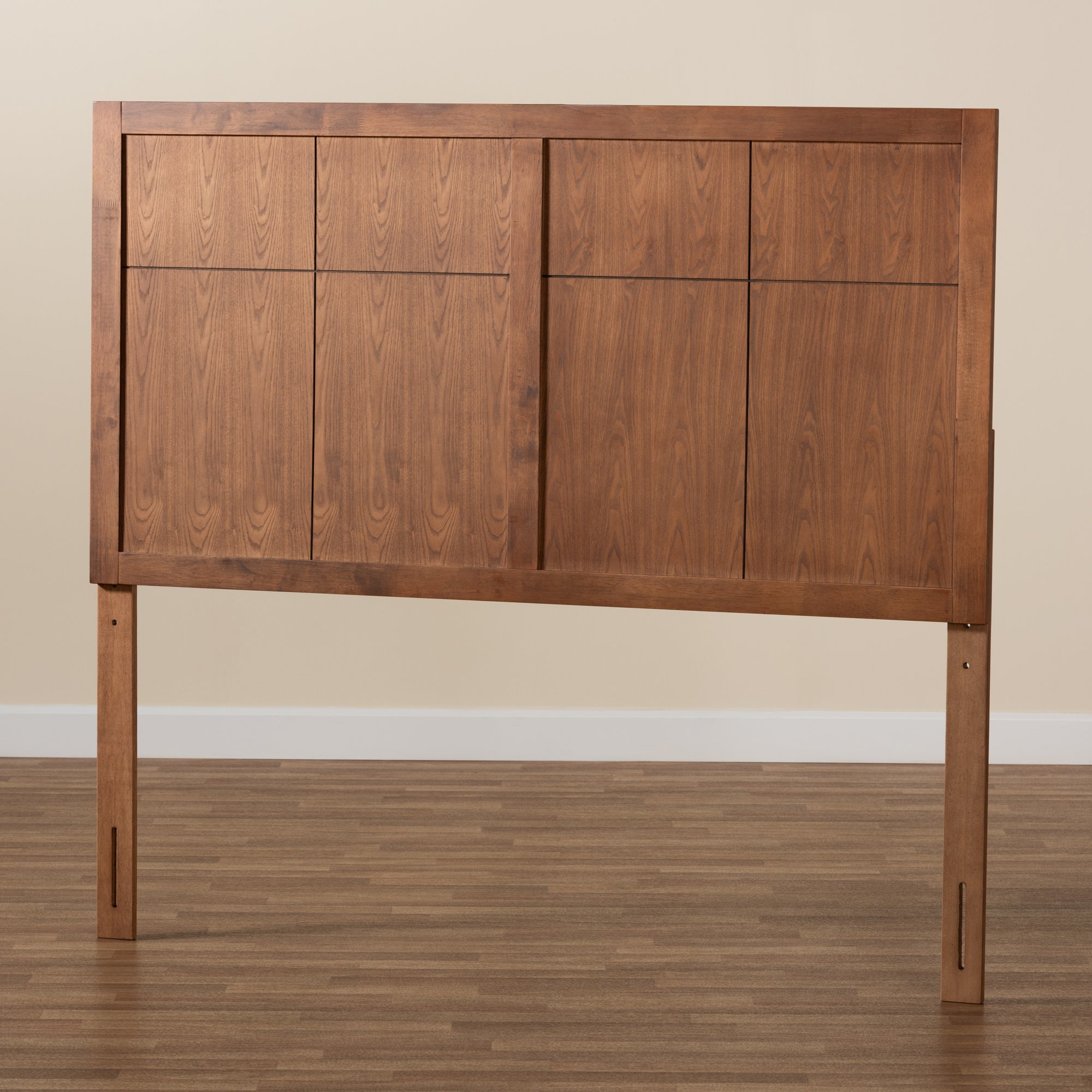 Baxton Studio Monroe Modern Transitional and Rustic Ash Walnut Finished Wood Queen Size Headboard