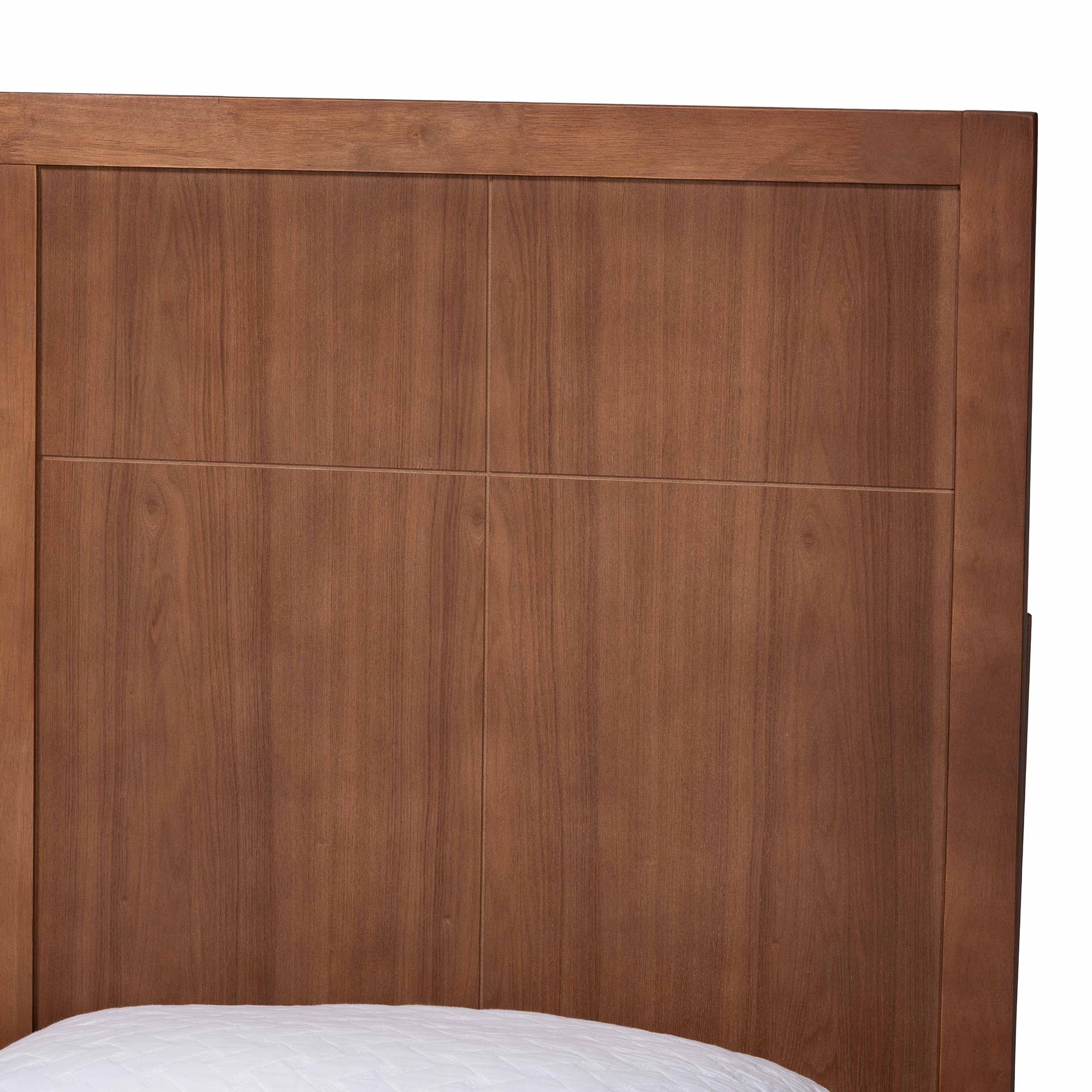 Baxton Studio Noela Platform Bed - Mid-Century Modern Wood Bed Frame with Panel Headboard and Angled Legs for Bedroom or Guest Room, King