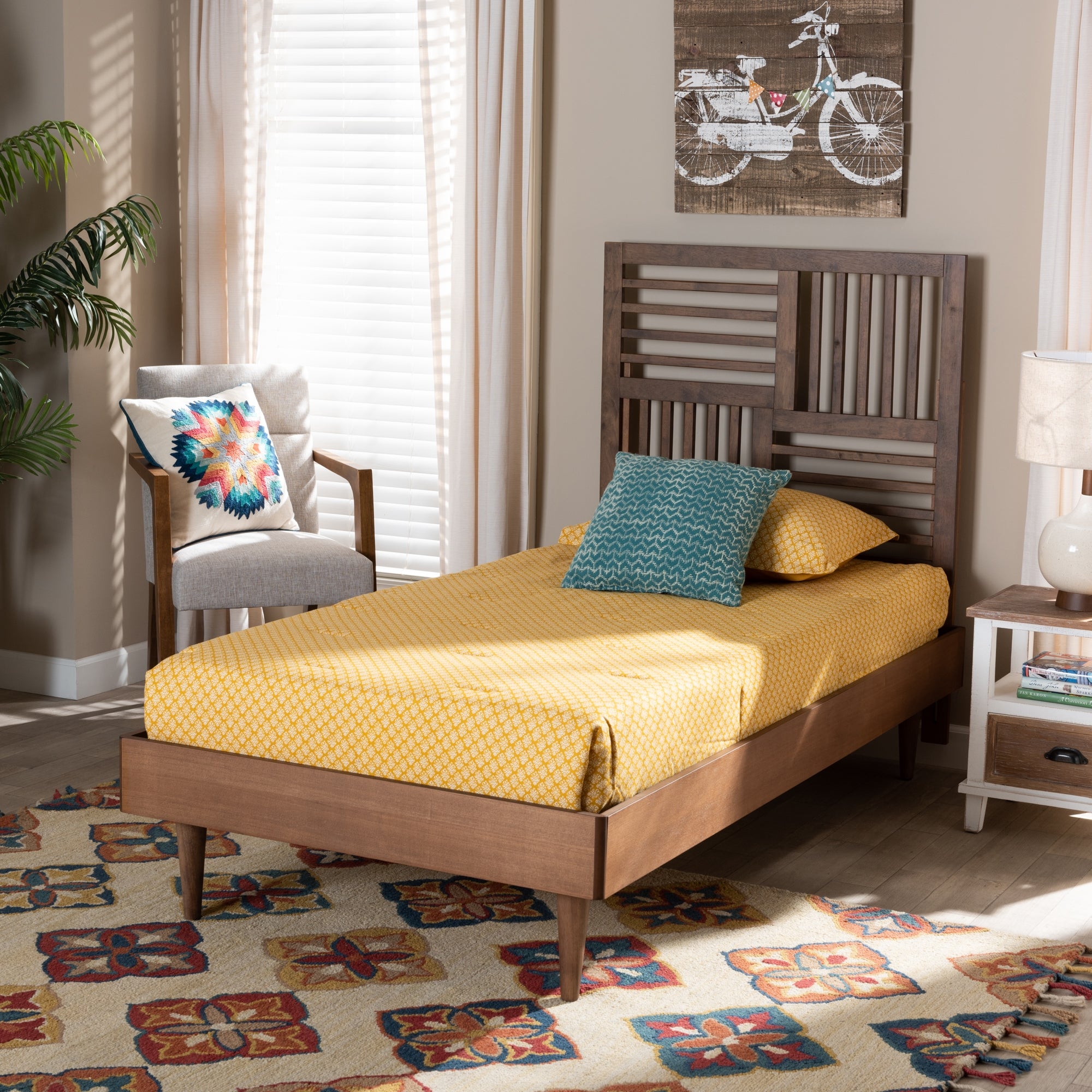 Baxton Studio Romy Modern and Contemporary Walnut Brown Finished Wood Twin Size Platform Bed