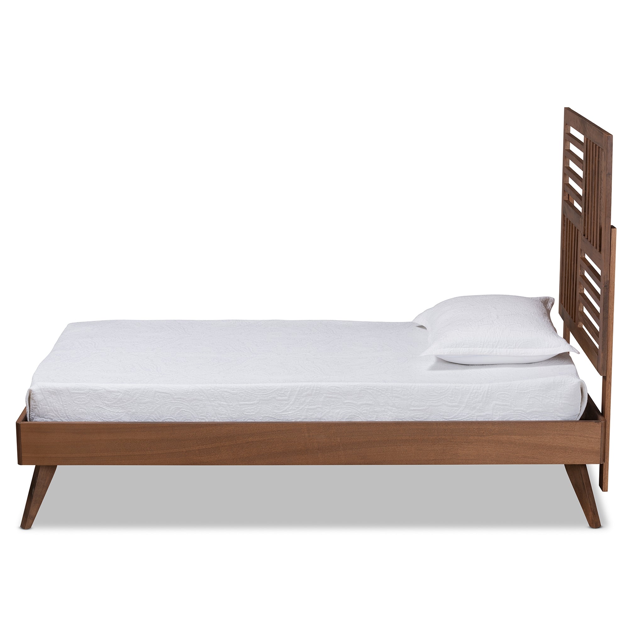 Baxton Studio Gemma Mid-Century Modern Transitional Walnut Brown Finished Wood Twin Size Platform Bed