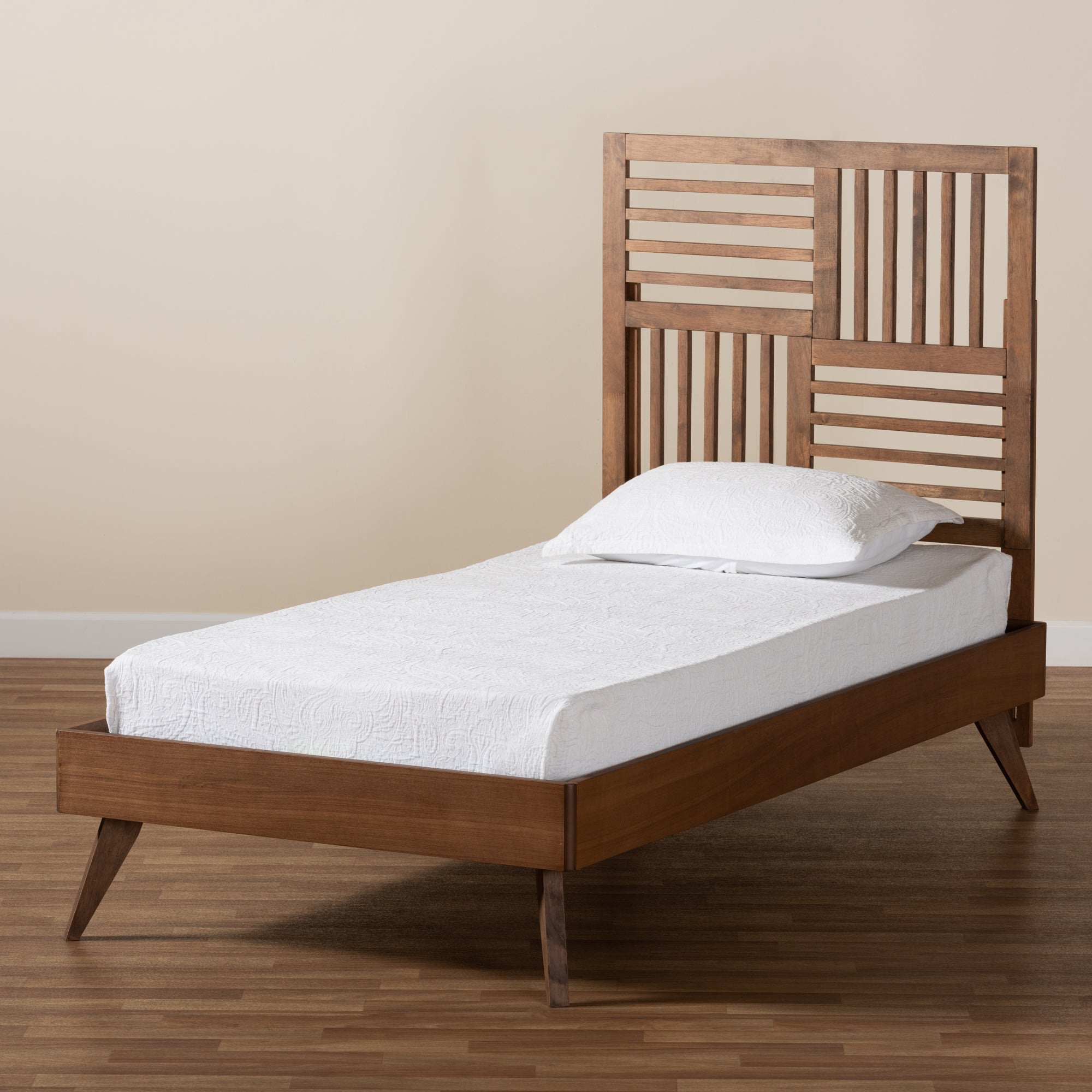 Baxton Studio Gemma Mid-Century Modern Transitional Walnut Brown Finished Wood Twin Size Platform Bed