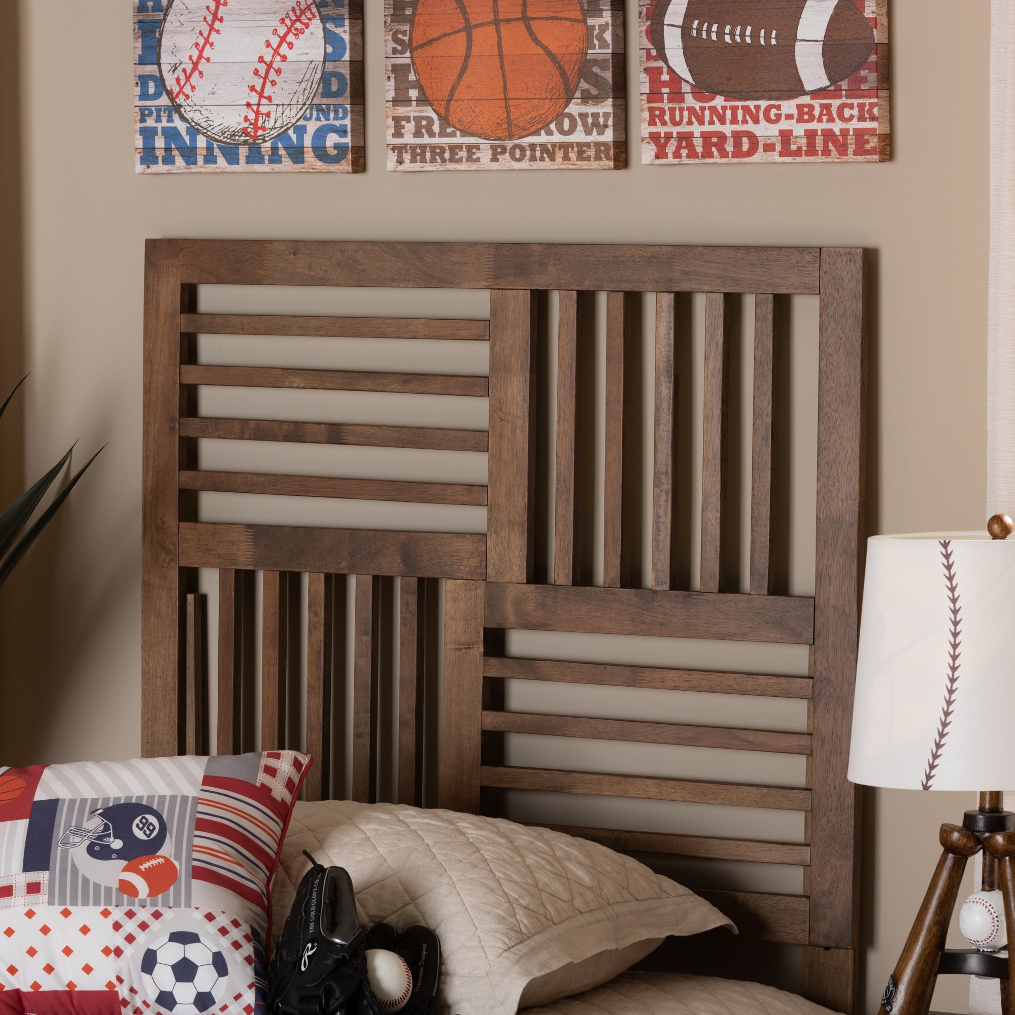 Baxton Studio Adler Modern and Contemporary Transitional Ash Walnut Finished Wood Twin Size Headboard
