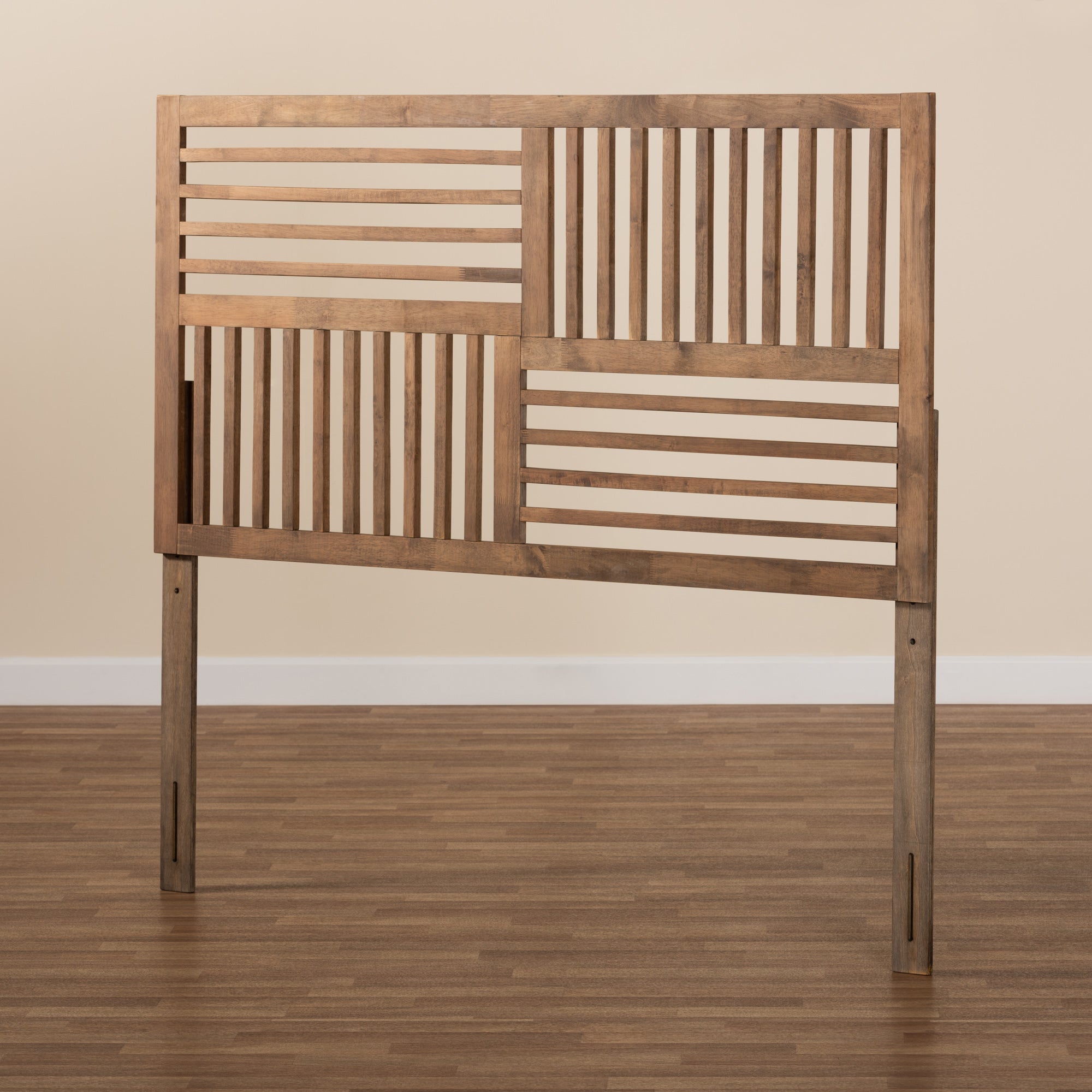 Baxton Studio Adler Modern and Contemporary Transitional Ash Walnut Finished Wood Queen Size Headboard