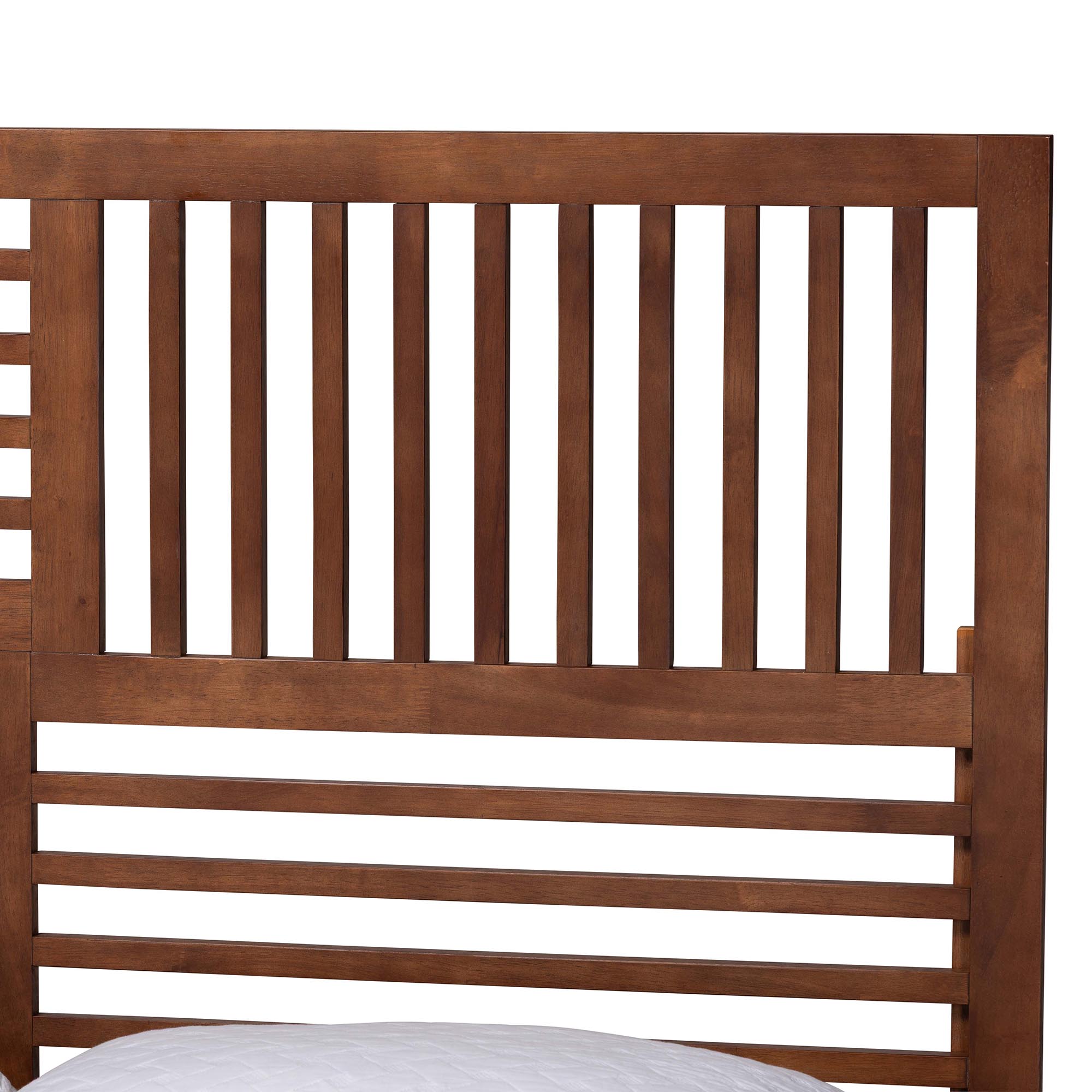 Baxton Studio Gemma Platform Bed - Mid-Century Modern Bed Frame with Slatted Wood Headboard and Angled Legs for Bedroom or Guest Room, King