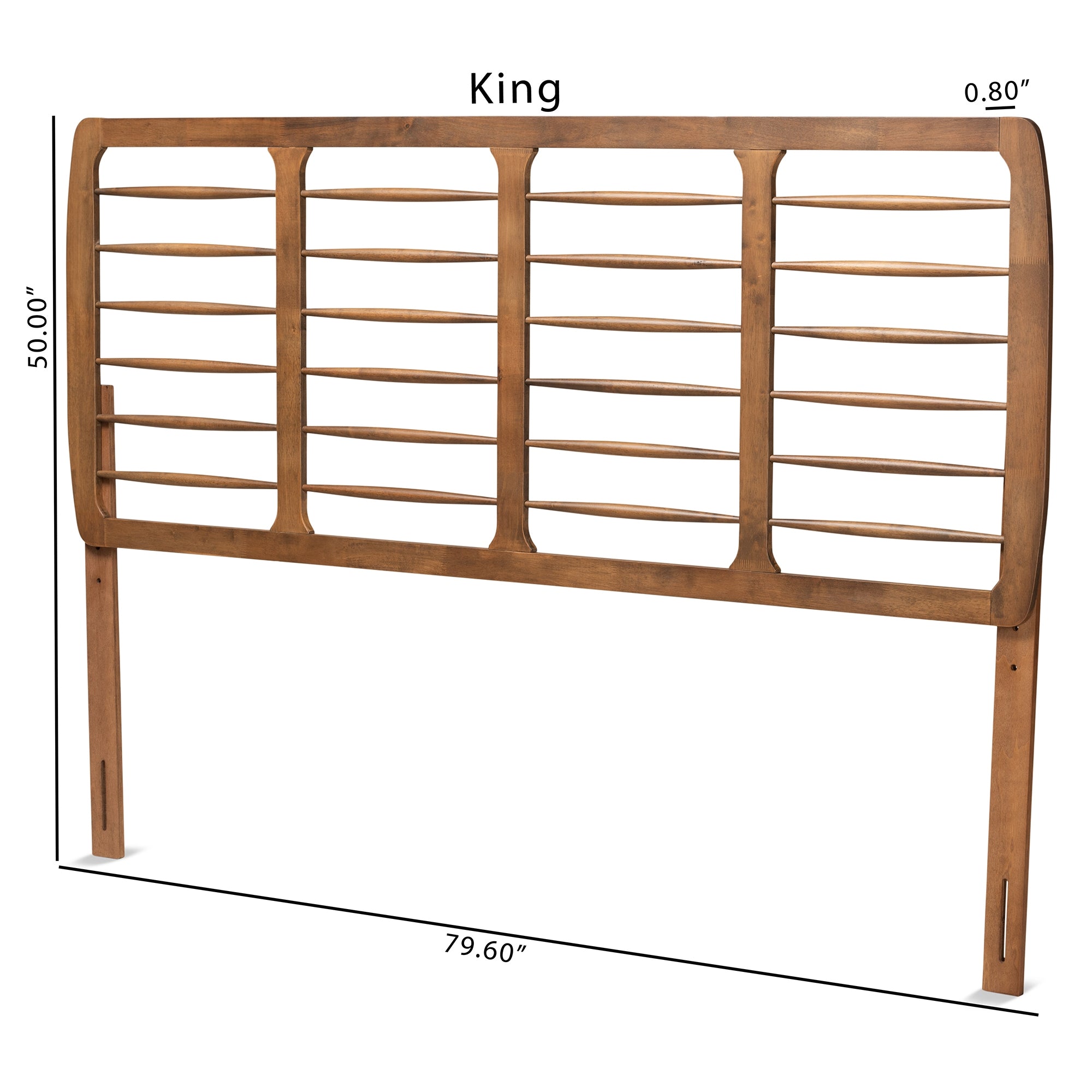 Baxton Studio Carolyn Mid-Century Modern Ash Walnut Finished Wood King Size Headboard
