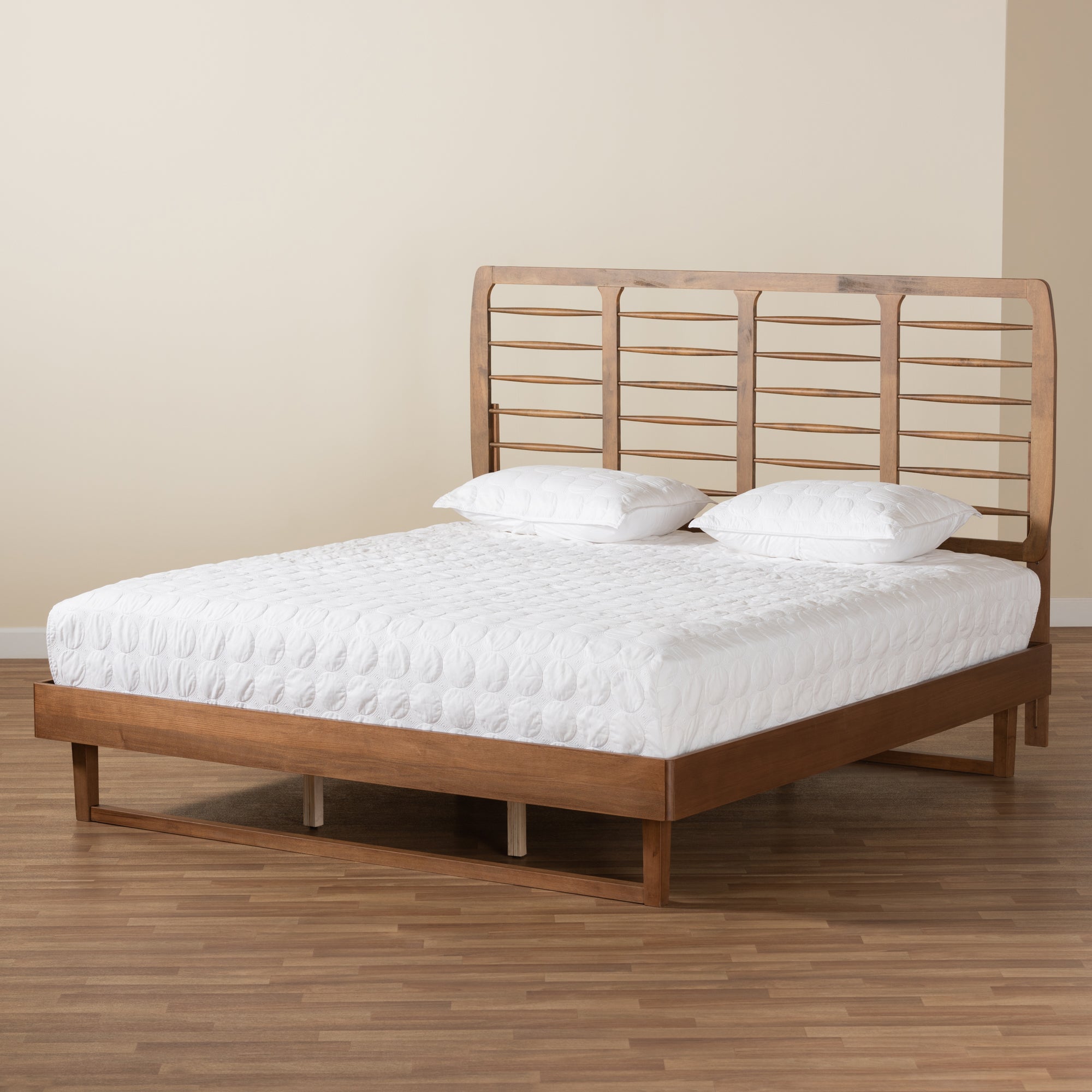 Baxton Studio Lucie Modern and Contemporary Walnut Brown Finished Wood King Size Platform Bed