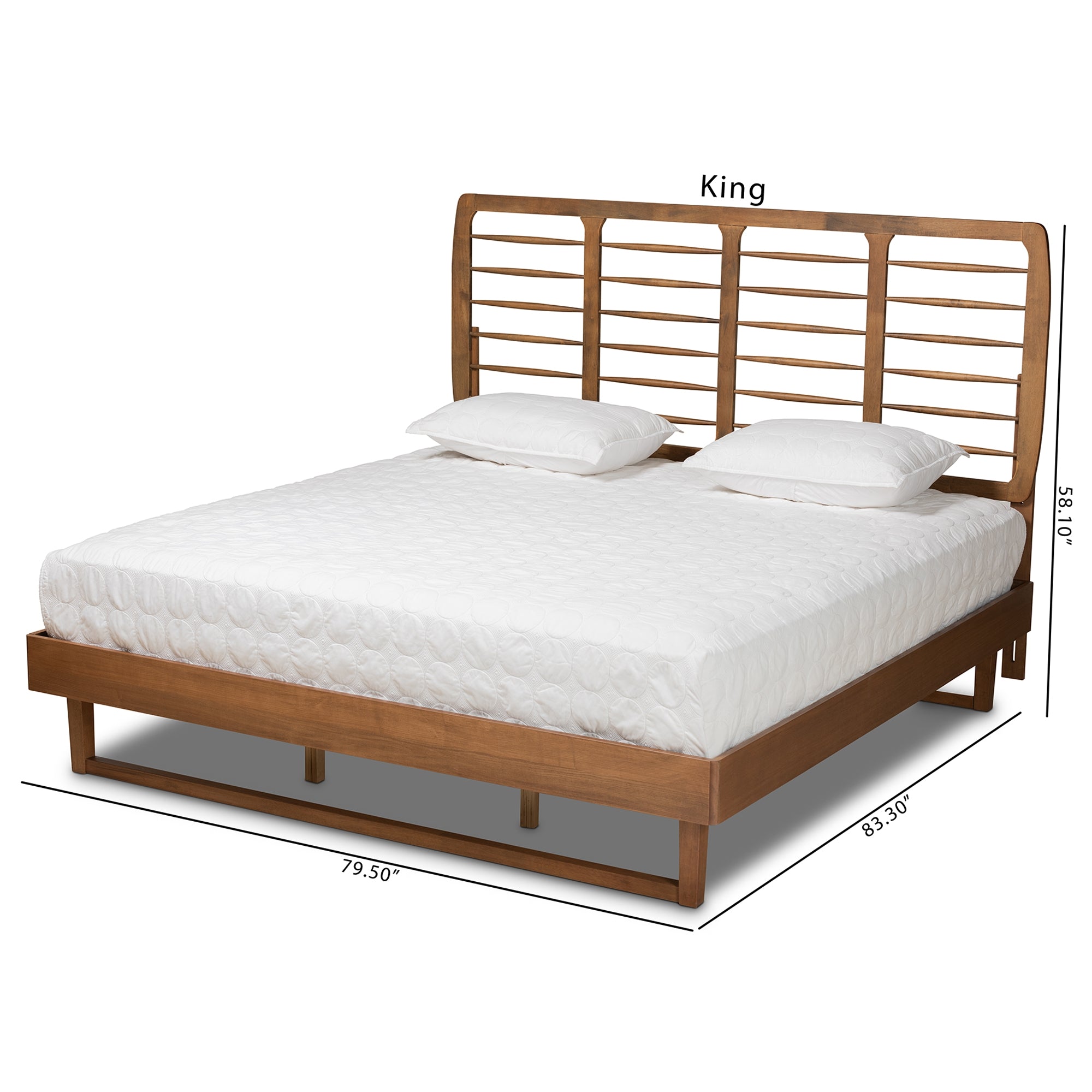Baxton Studio Lucie Modern and Contemporary Walnut Brown Finished Wood King Size Platform Bed