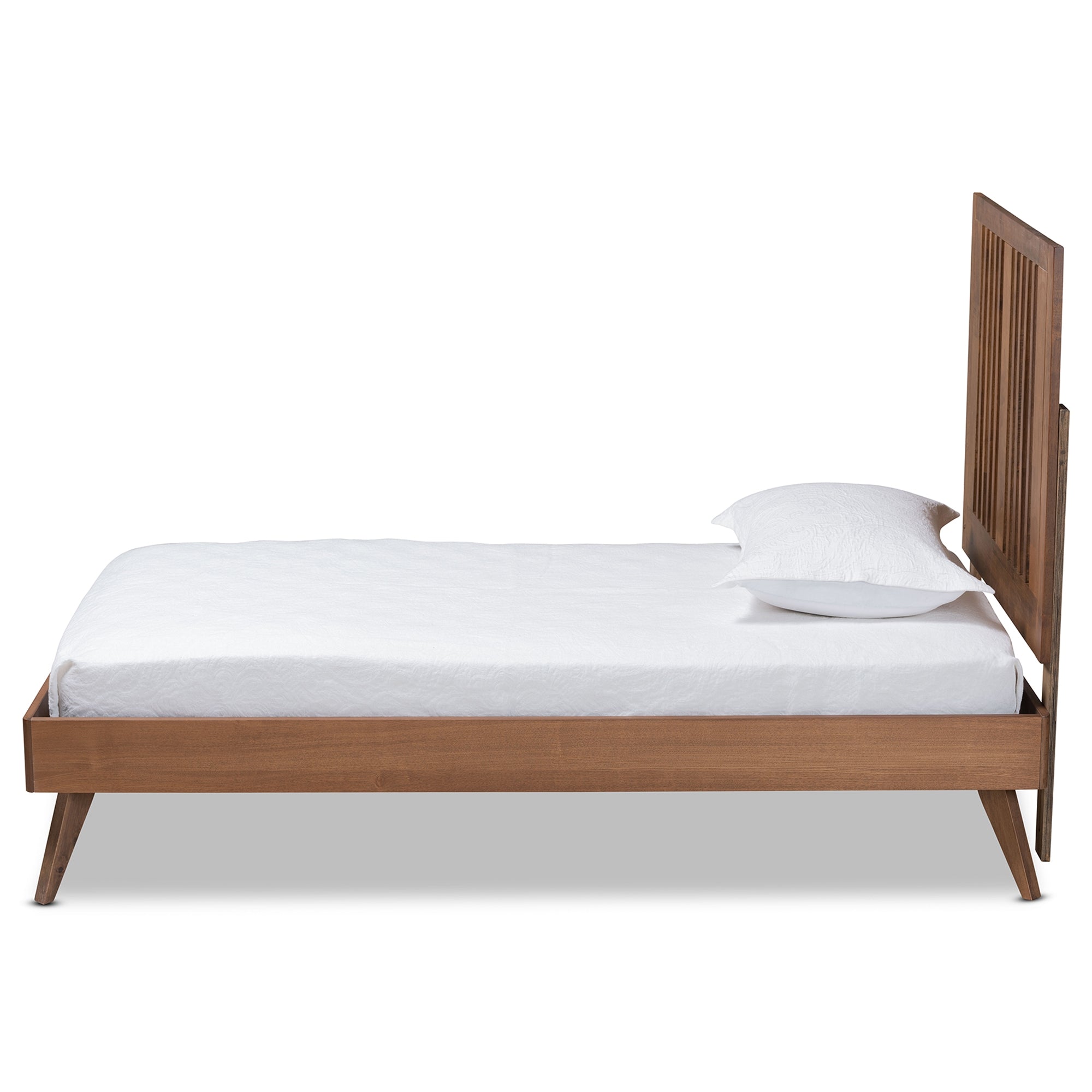 Baxton Studio Takeo Mid-Century Modern Transitional Ash Walnut Finished Wood Twin Size Platform Bed