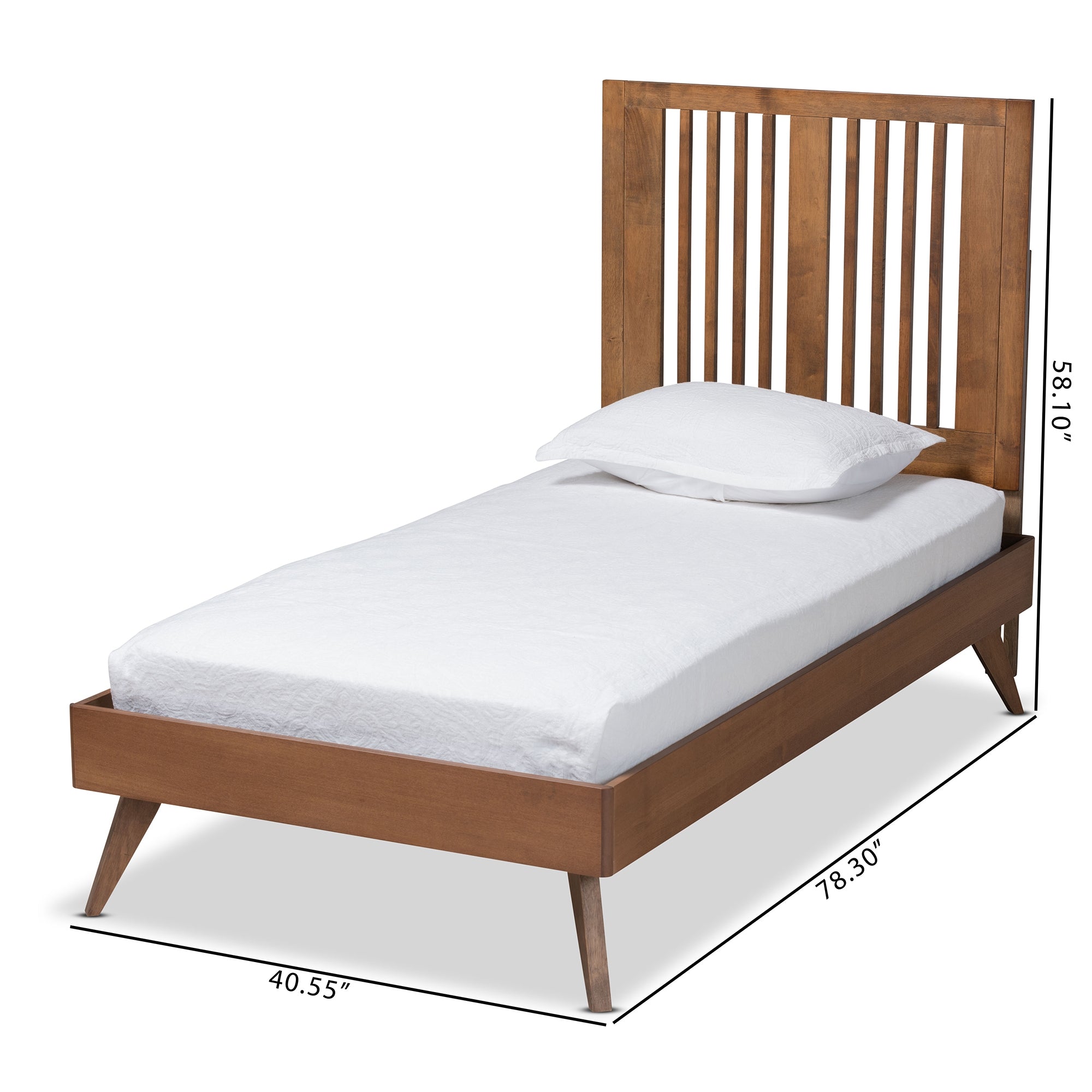 Baxton Studio Takeo Mid-Century Modern Transitional Ash Walnut Finished Wood Twin Size Platform Bed