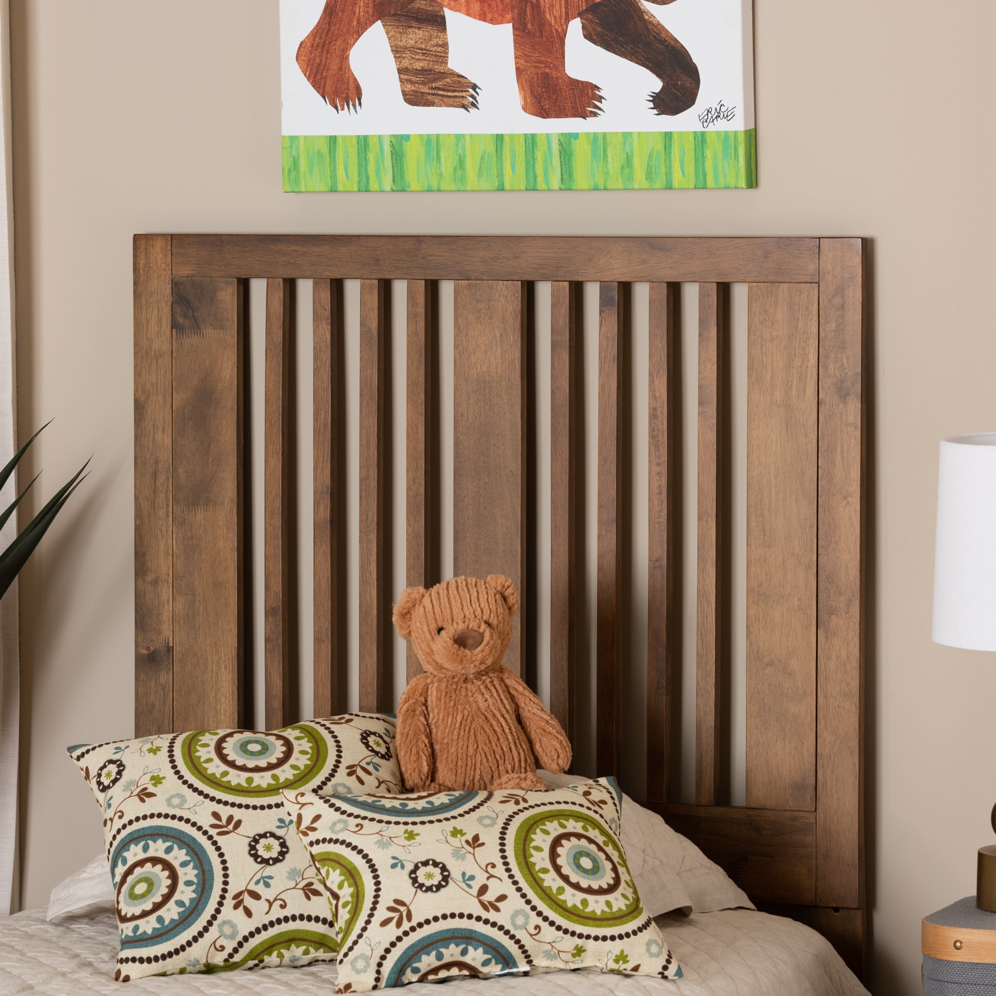Baxton Studio Harena Modern and Contemporary Transitional Ash Walnut Finished Wood Twin Size Headboard