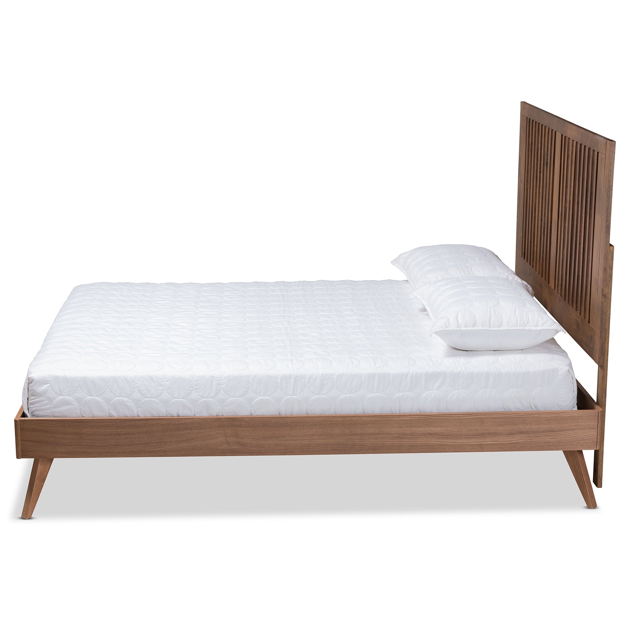 Baxton Studio Takeo Mid-Century Modern Transitional Ash Walnut Finished Wood King Size Platform Bed
