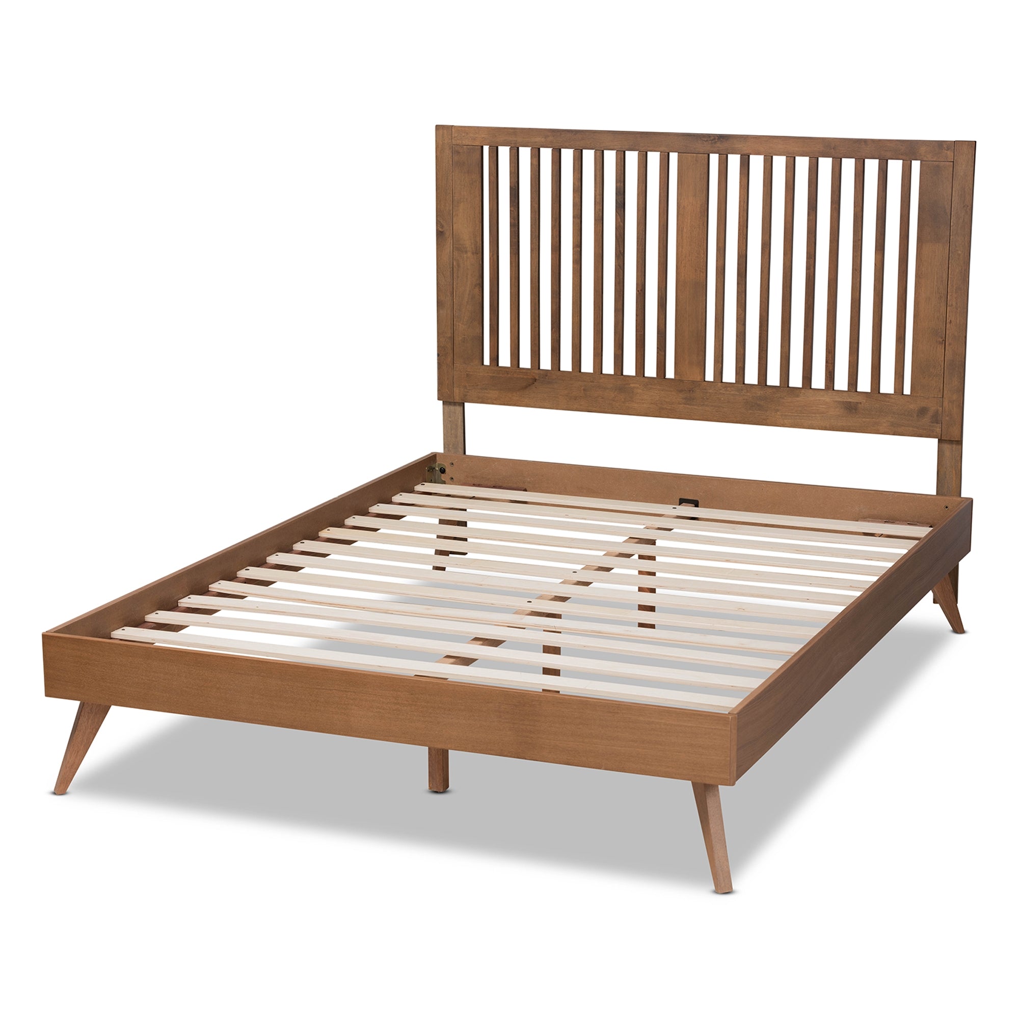 Baxton Studio Takeo Mid-Century Modern Transitional Ash Walnut Finished Wood Full Size Platform Bed