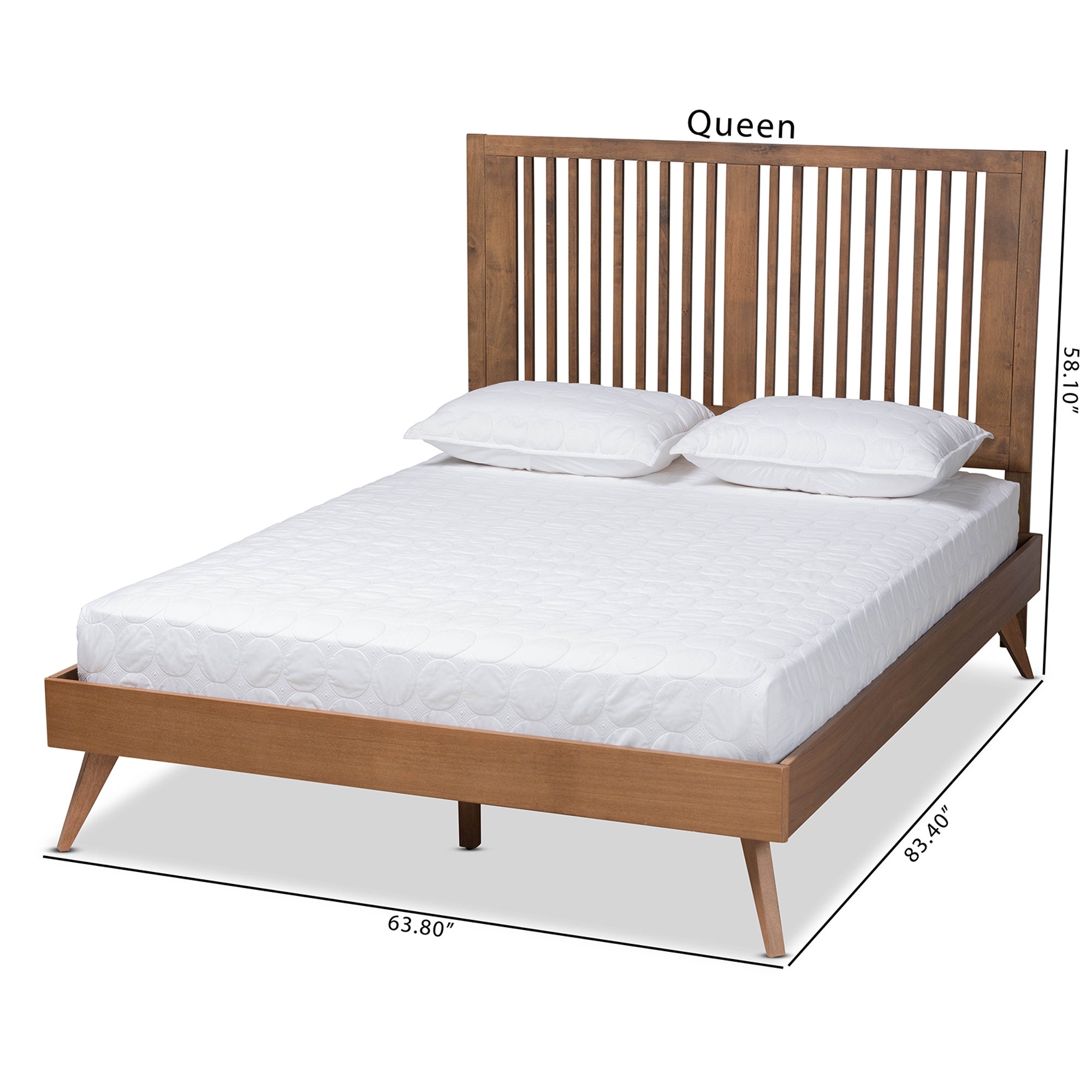 Baxton Studio Takeo Mid-Century Modern Transitional Ash Walnut Finished Wood Full Size Platform Bed