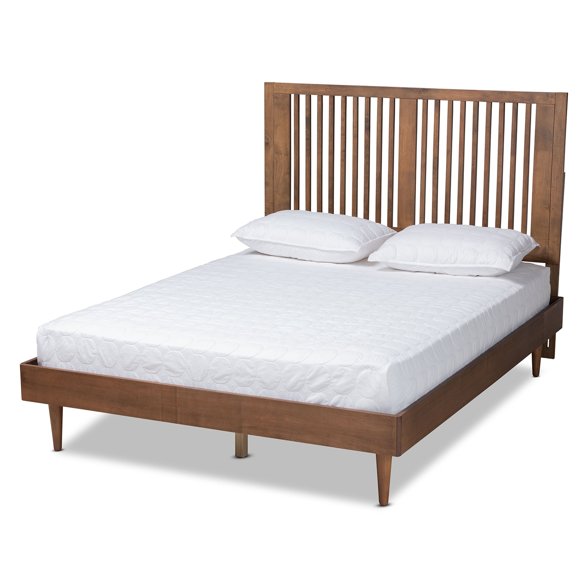 Baxton Studio Kioshi Mid-Century Modern Transitional Ash Walnut Finished Wood Full Size Platform Bed