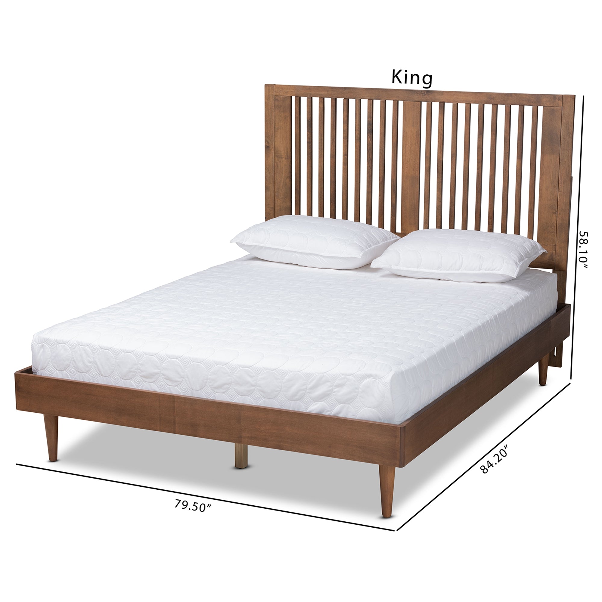Baxton Studio Kioshi Mid-Century Modern Transitional Ash Walnut Finished Wood King Size Platform Bed