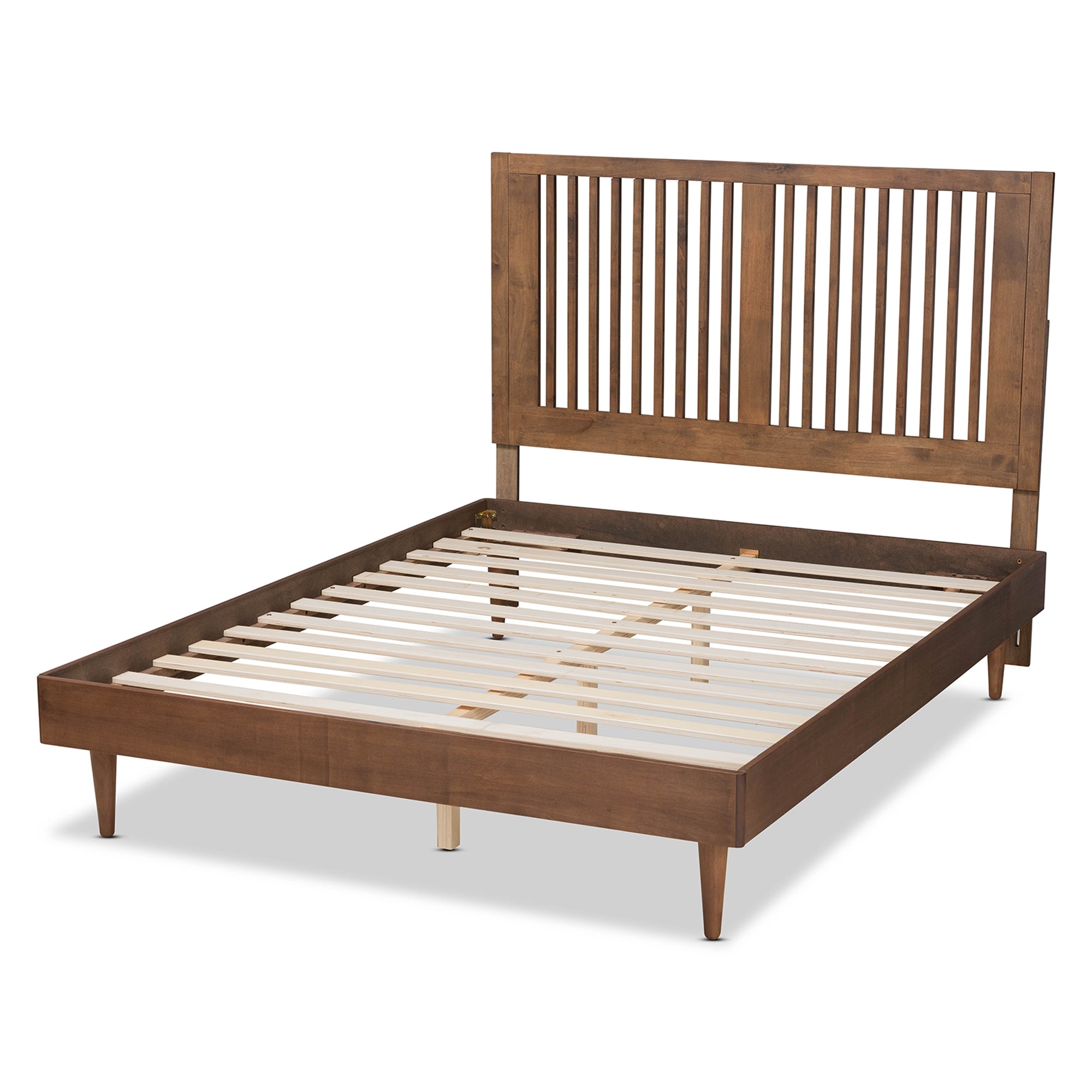Baxton Studio Kioshi Mid-Century Modern Transitional Ash Walnut Finished Wood Full Size Platform Bed