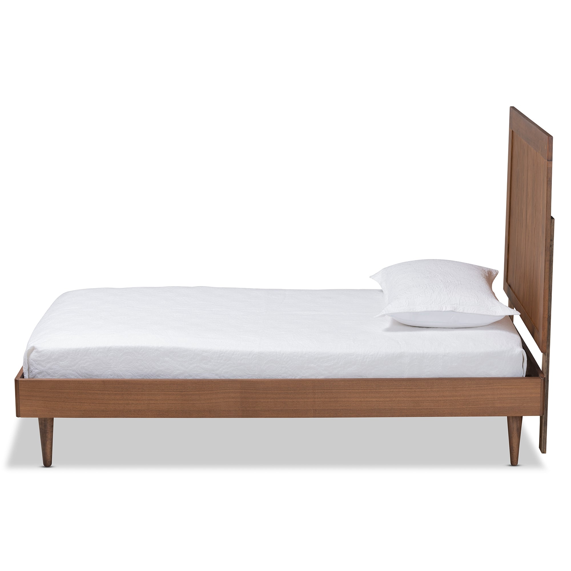 Baxton Studio Nicola Mid-Century Modern Transitional Ash Walnut Finished Wood Twin Size Platform Bed