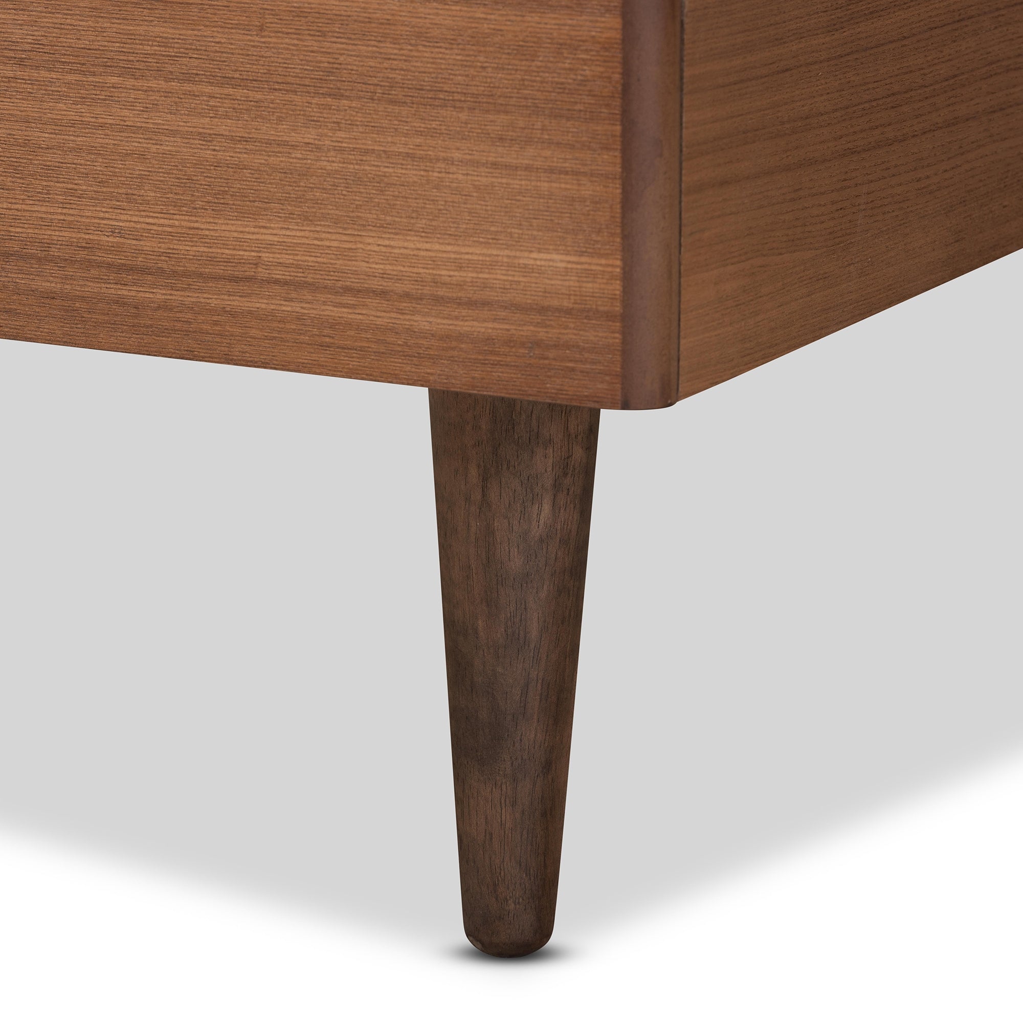 Baxton Studio Nicola Mid-Century Modern Transitional Ash Walnut Finished Wood Twin Size Platform Bed