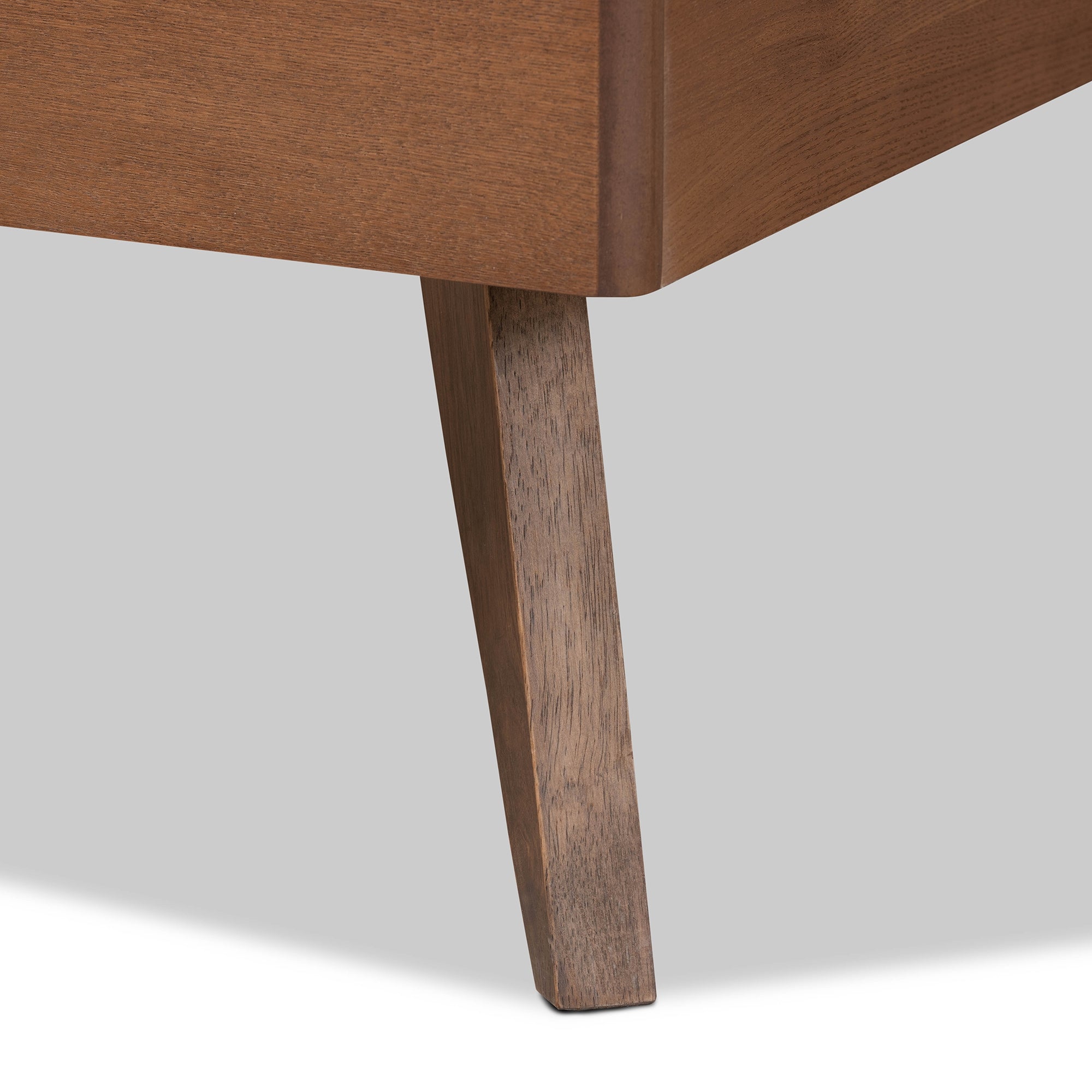 Baxton Studio Amira Mid-Century Modern Transitional Ash Walnut Finished Wood Twin Size Platform Bed