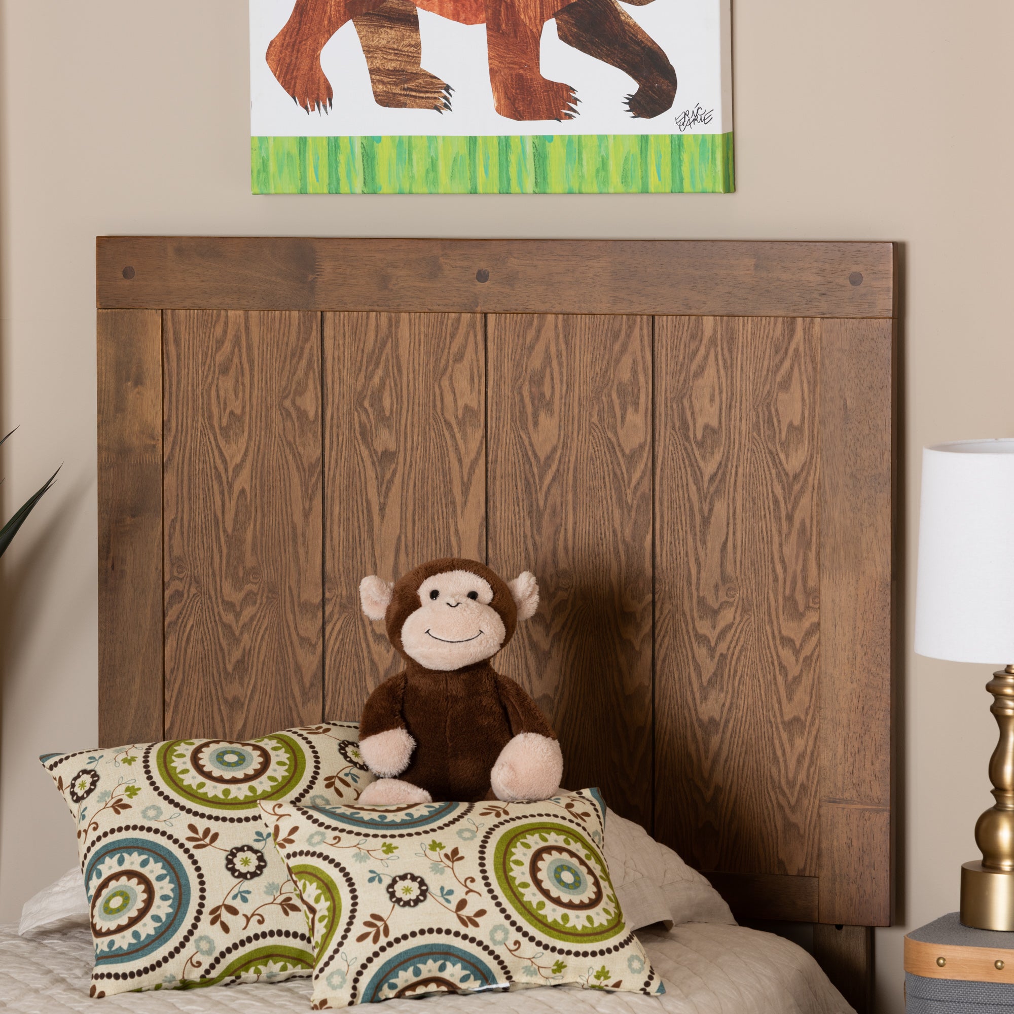 Baxton Studio Patwin Modern and Contemporary Transitional Ash Walnut Finished Wood Twin Size Headboard