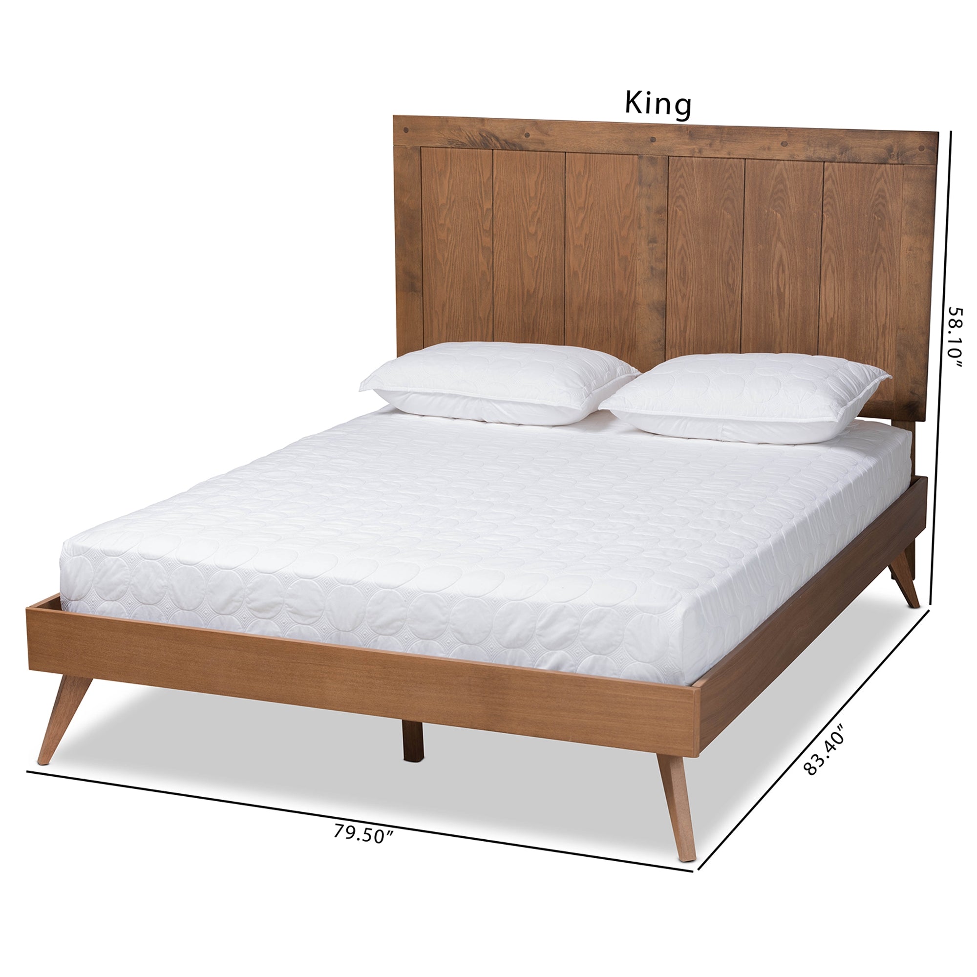Baxton Studio Amira Mid-Century Modern Transitional Ash Walnut Finished Wood King Size Platform Bed