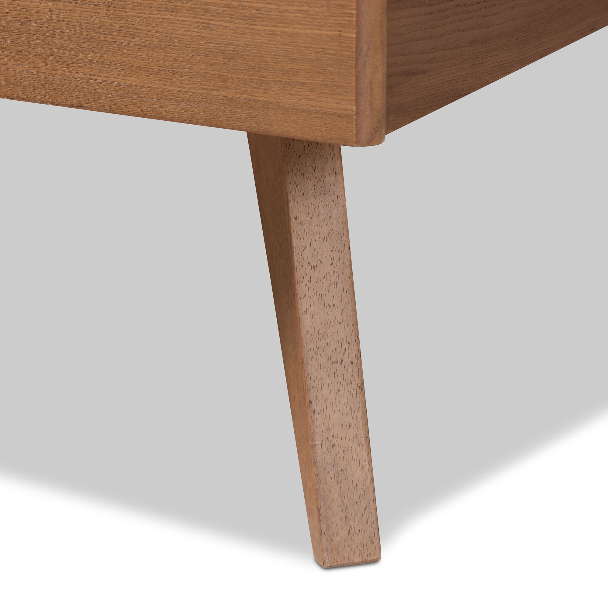 Baxton Studio Amira Mid-Century Modern Transitional Ash Walnut Finished Wood King Size Platform Bed