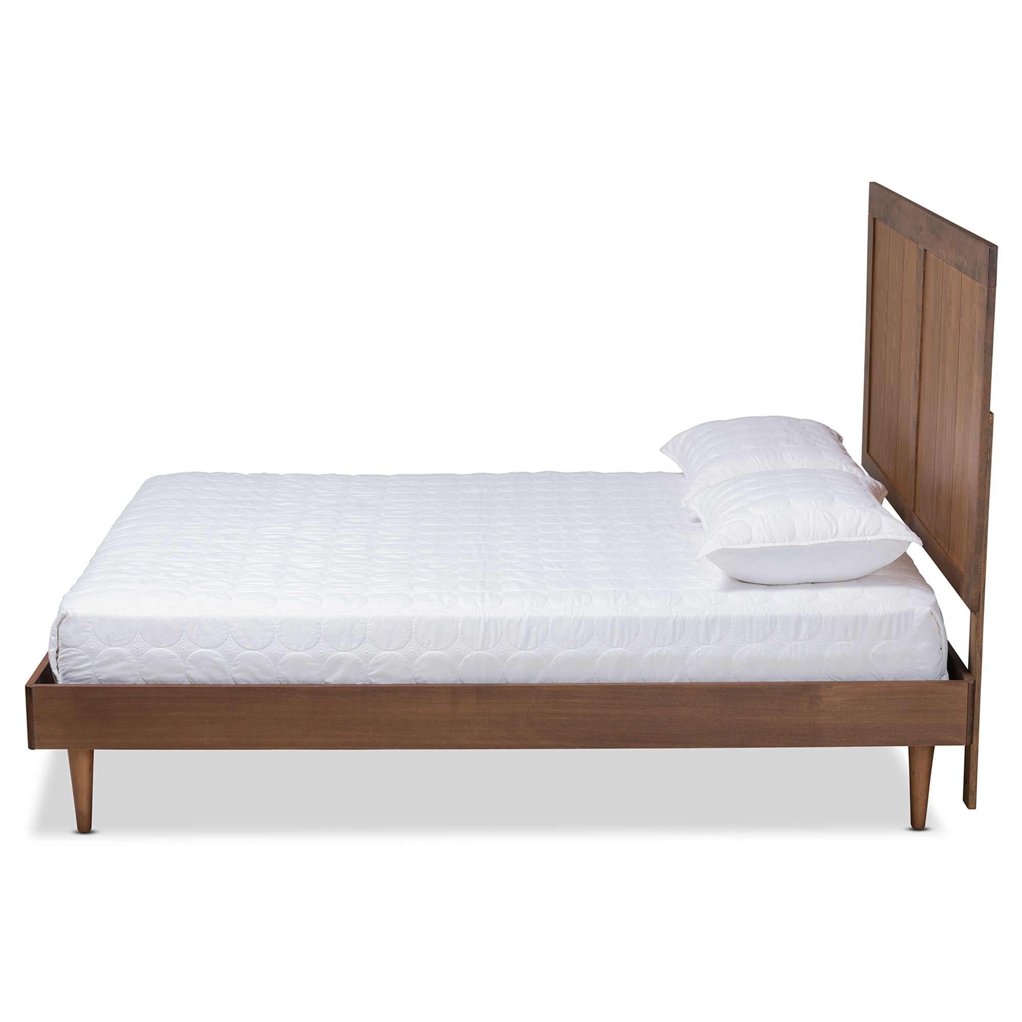 Baxton Studio Nicola Mid-Century Modern Transitional Ash Walnut Finished Wood King Size Platform Bed