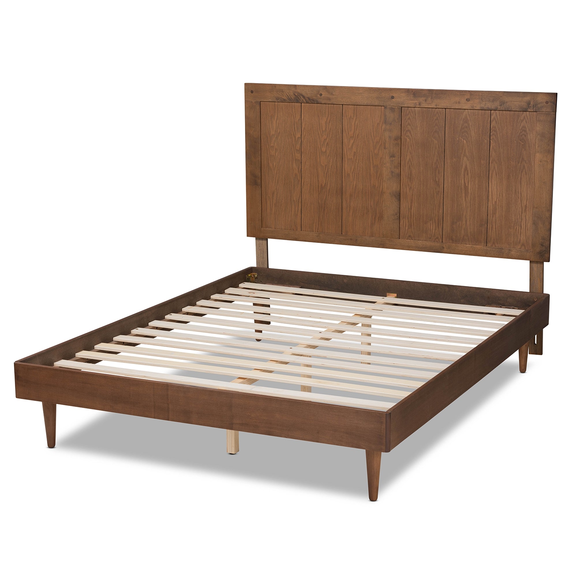 Baxton Studio Nicola Mid-Century Modern Transitional Ash Walnut Finished Wood Queen Size Platform Bed
