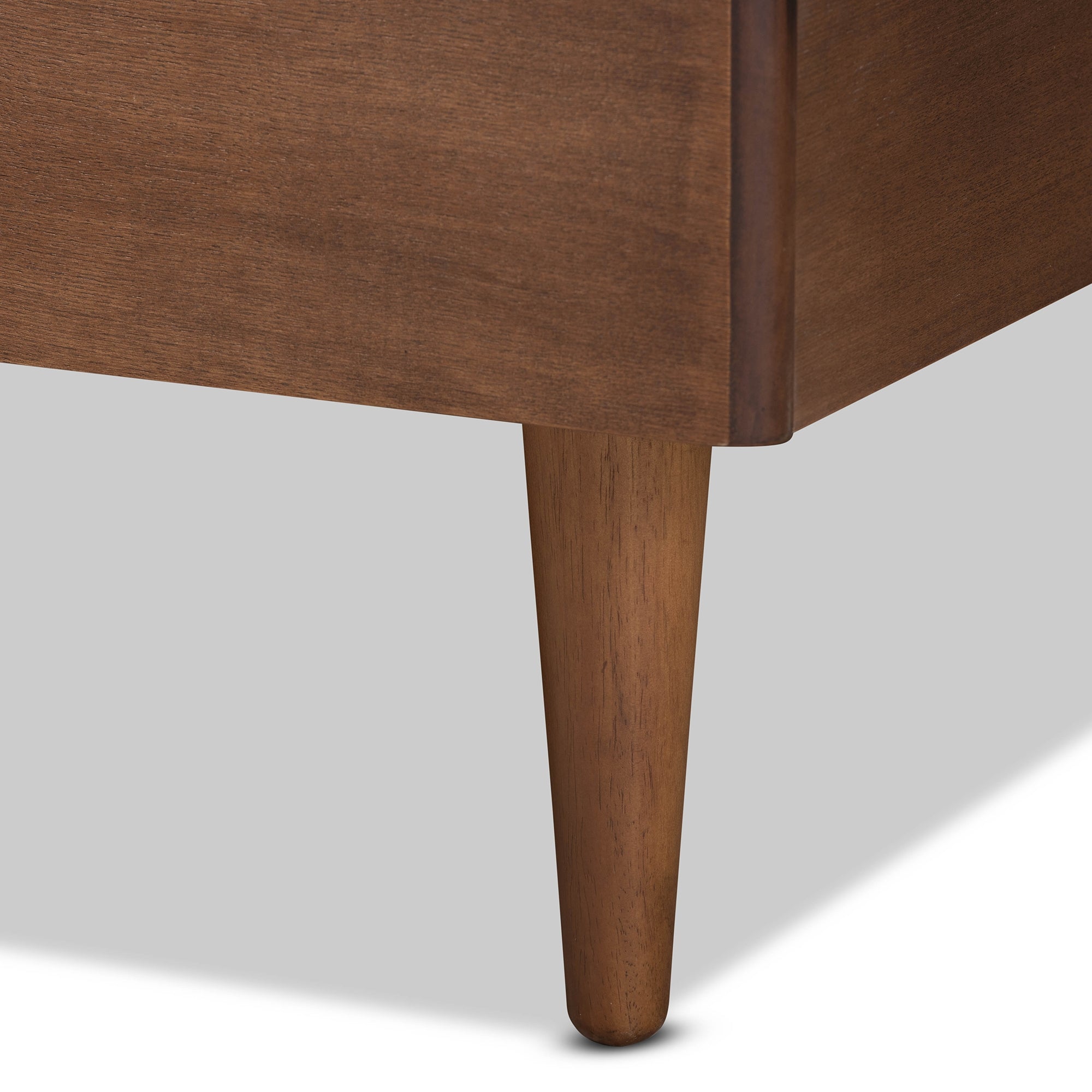 Baxton Studio Nicola Mid-Century Modern Transitional Ash Walnut Finished Wood King Size Platform Bed
