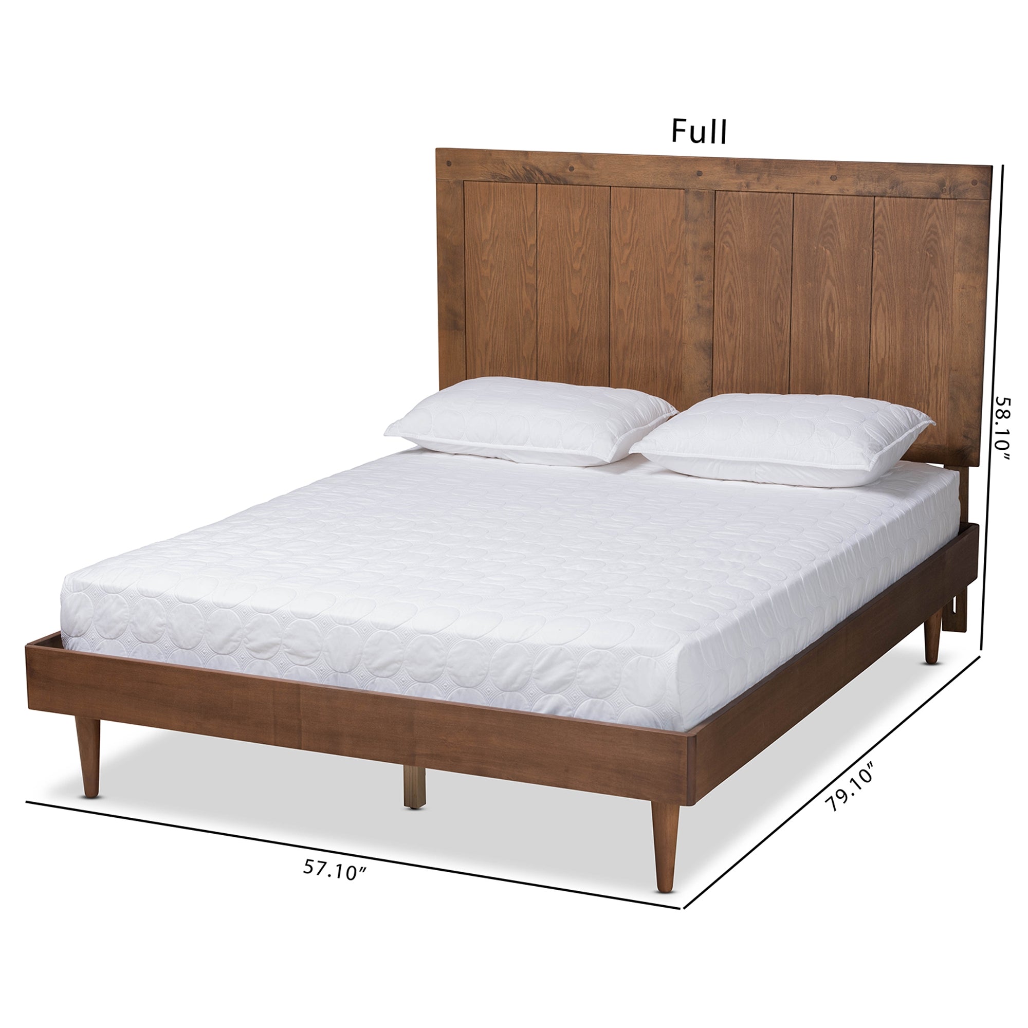 Baxton Studio Nicola Mid-Century Modern Transitional Ash Walnut Finished Wood Queen Size Platform Bed