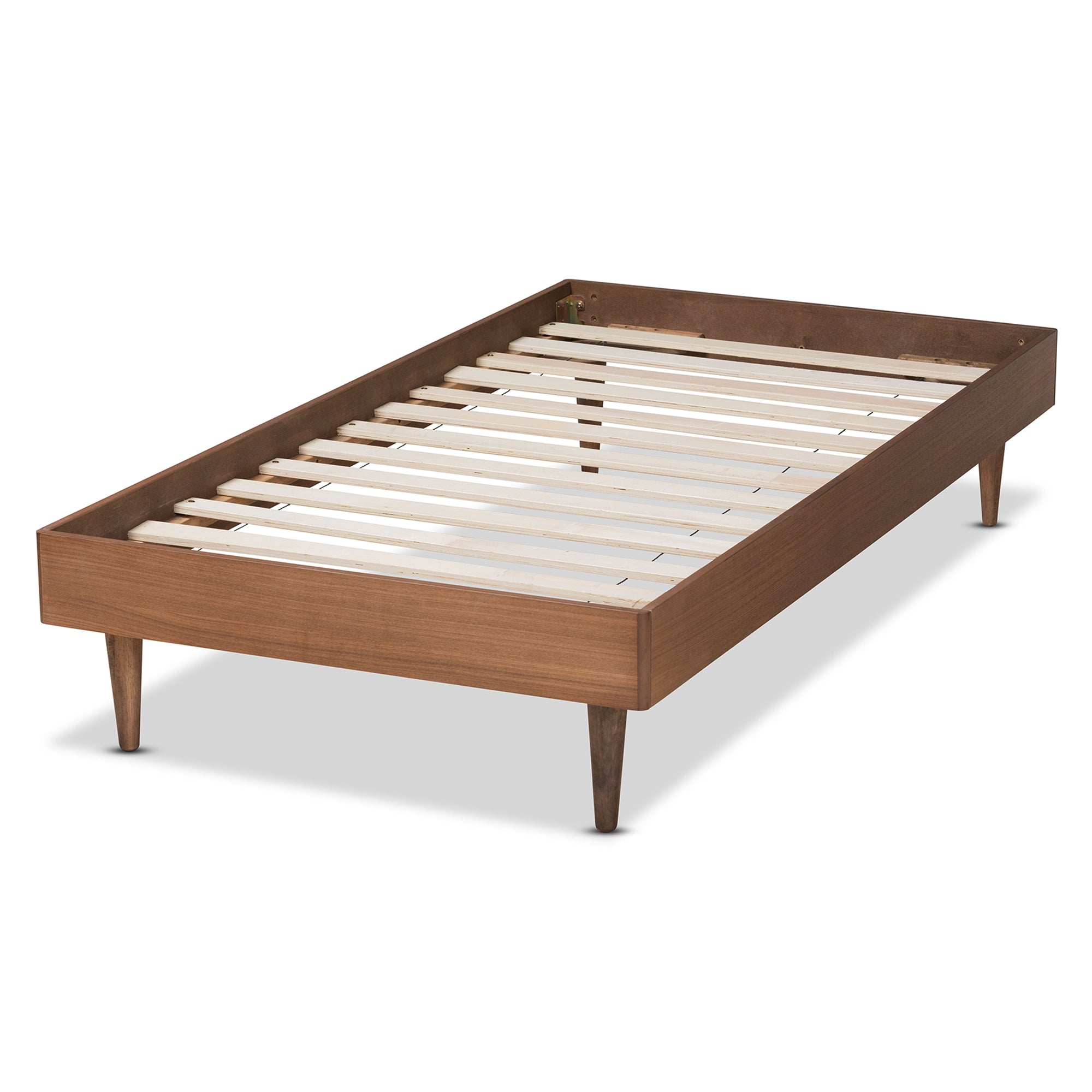 Baxton Studio Rina Mid-Century Modern Ash Walnut Finished Wood Twin Size Platform Bed Frame
