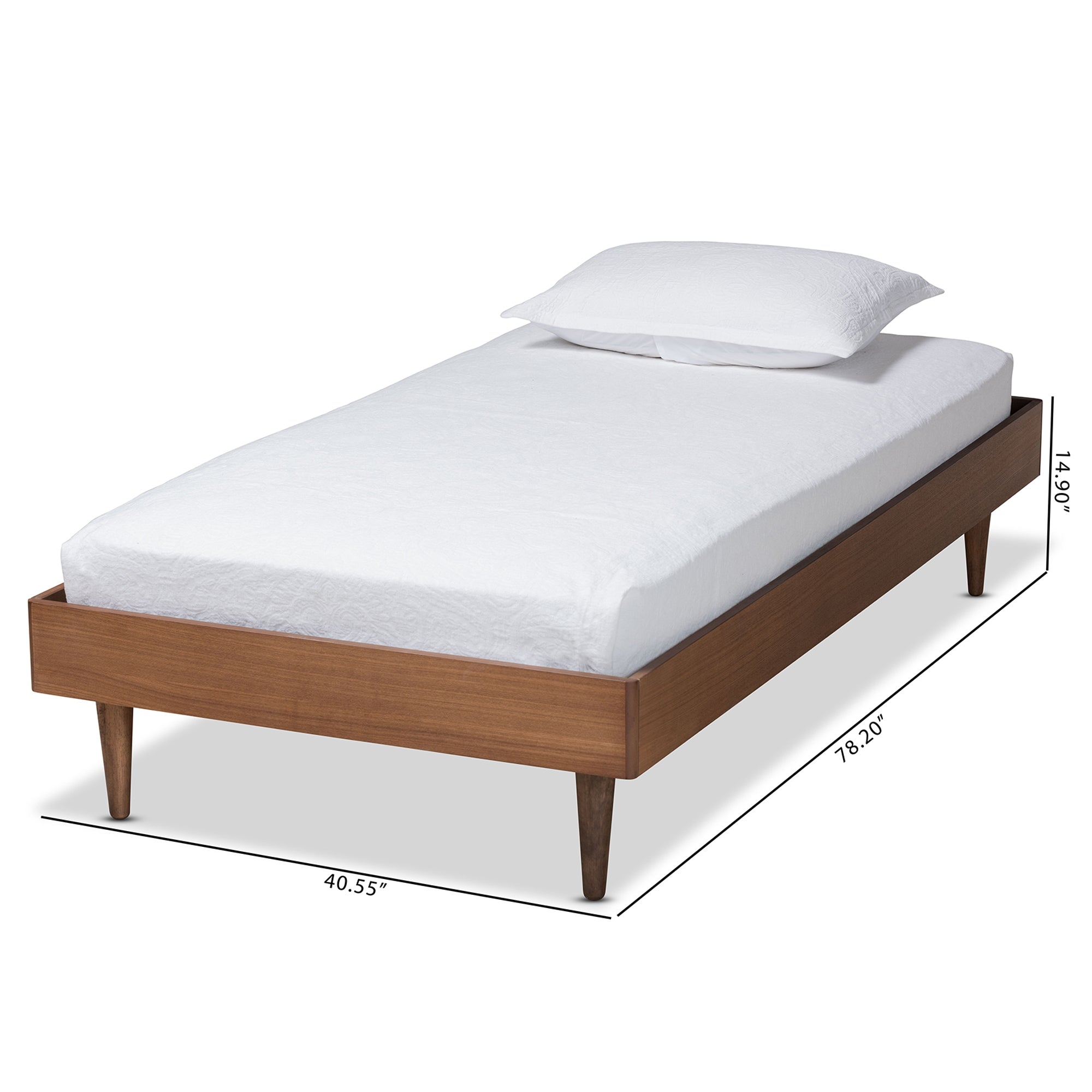 Baxton Studio Rina Mid-Century Modern Ash Walnut Finished Wood Twin Size Platform Bed Frame