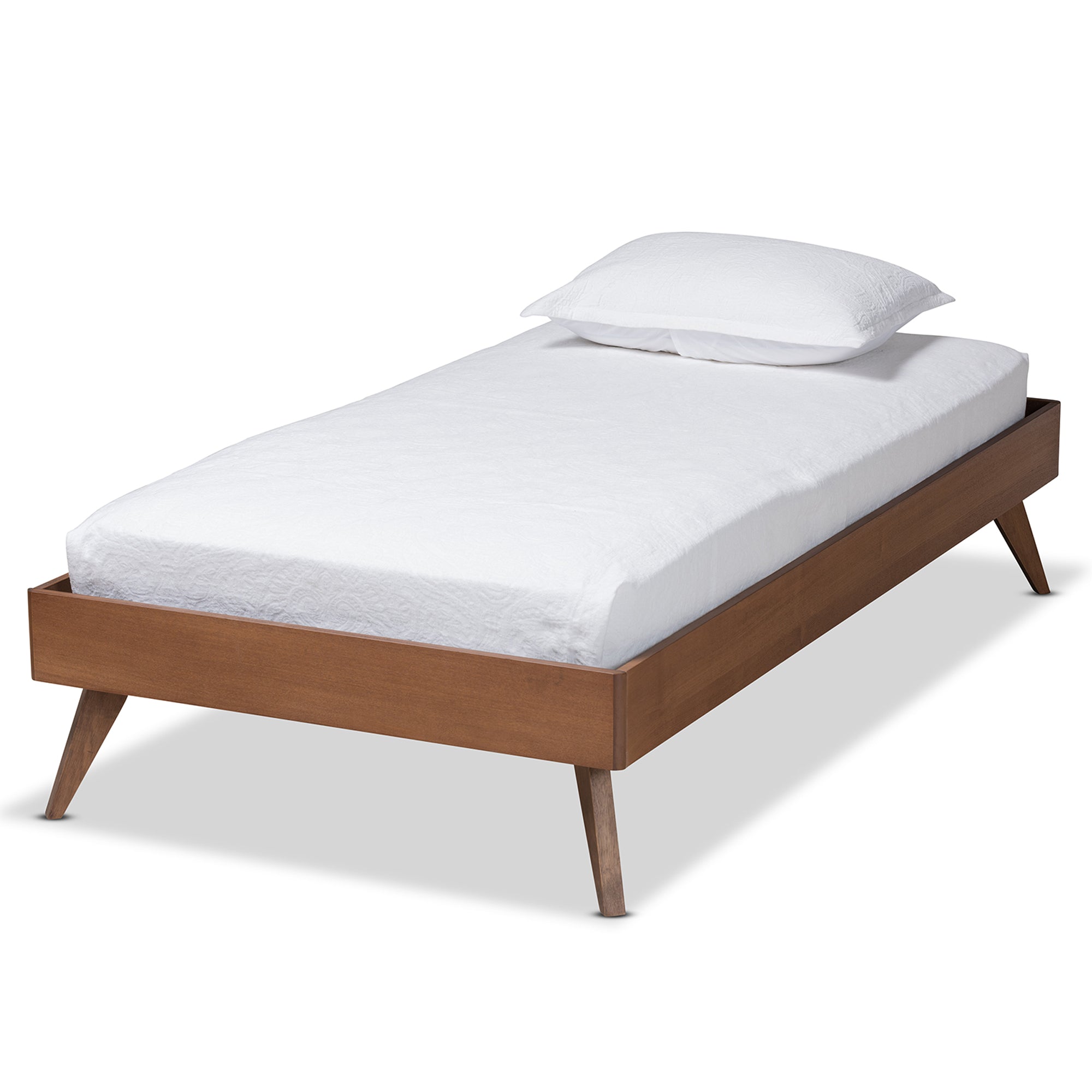 Baxton Studio Lissette Mid-Century Modern Ash Walnut Finished Wood Twin Size Platform Bed Frame