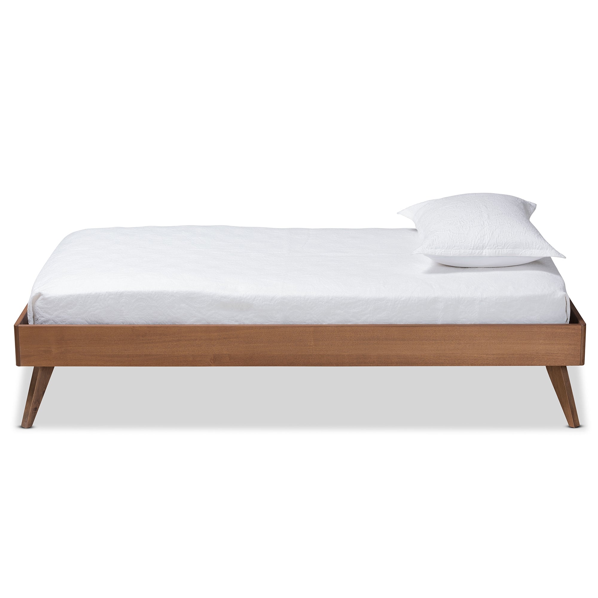 Baxton Studio Lissette Mid-Century Modern Ash Walnut Finished Wood Twin Size Platform Bed Frame