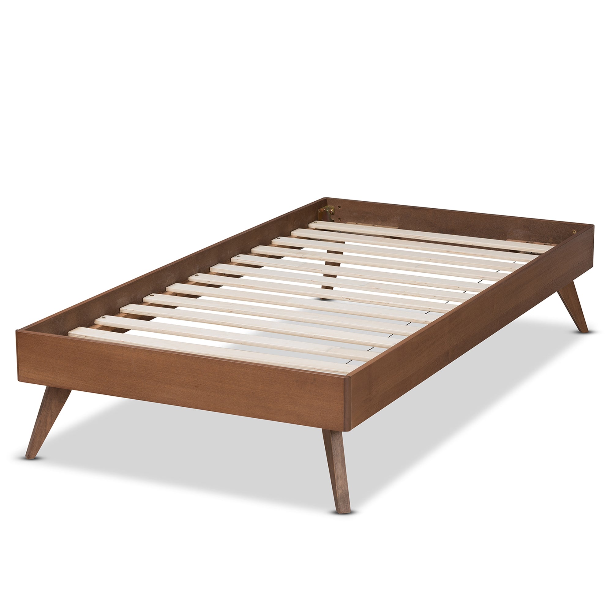 Baxton Studio Lissette Mid-Century Modern Ash Walnut Finished Wood Twin Size Platform Bed Frame