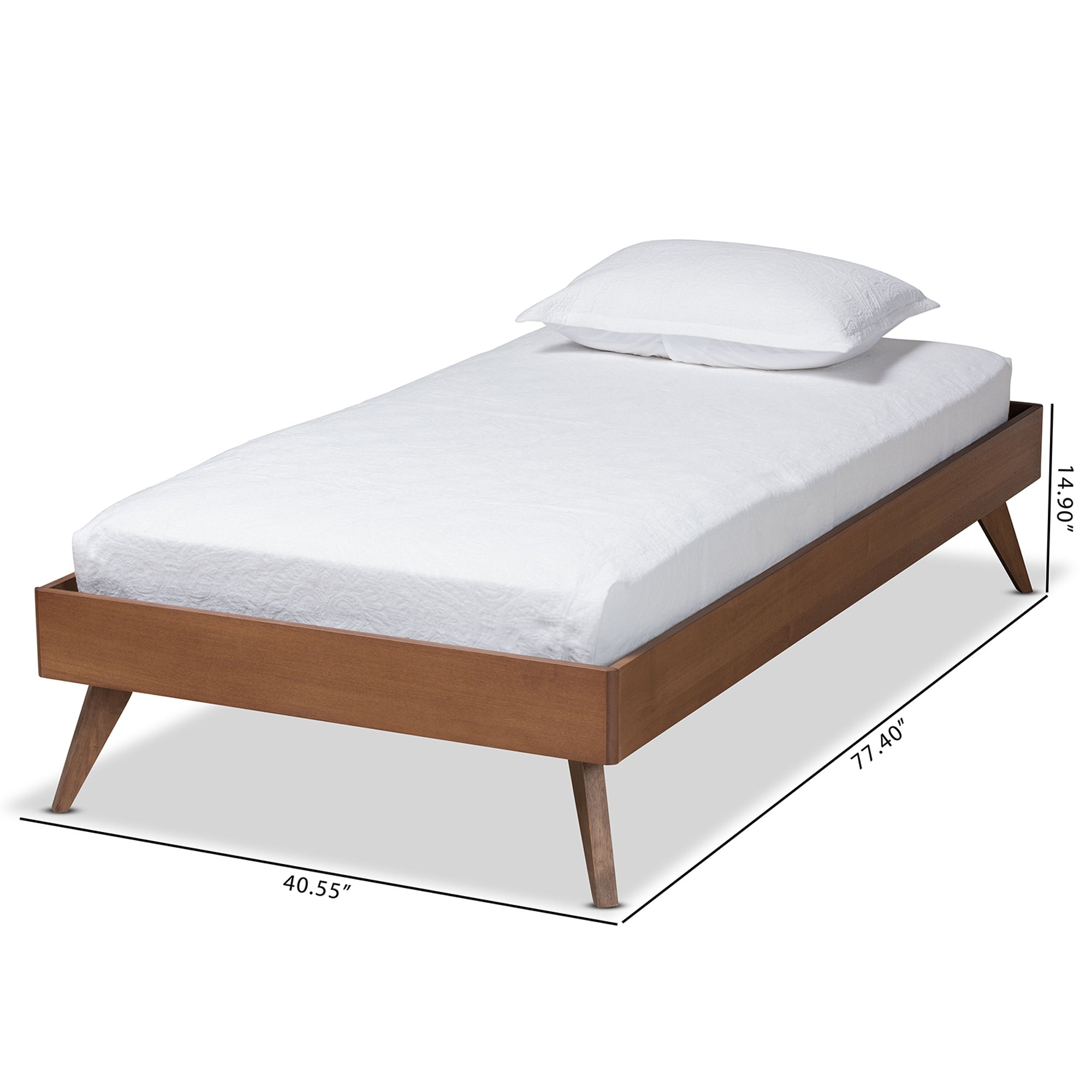 Baxton Studio Lissette Mid-Century Modern Ash Walnut Finished Wood Twin Size Platform Bed Frame