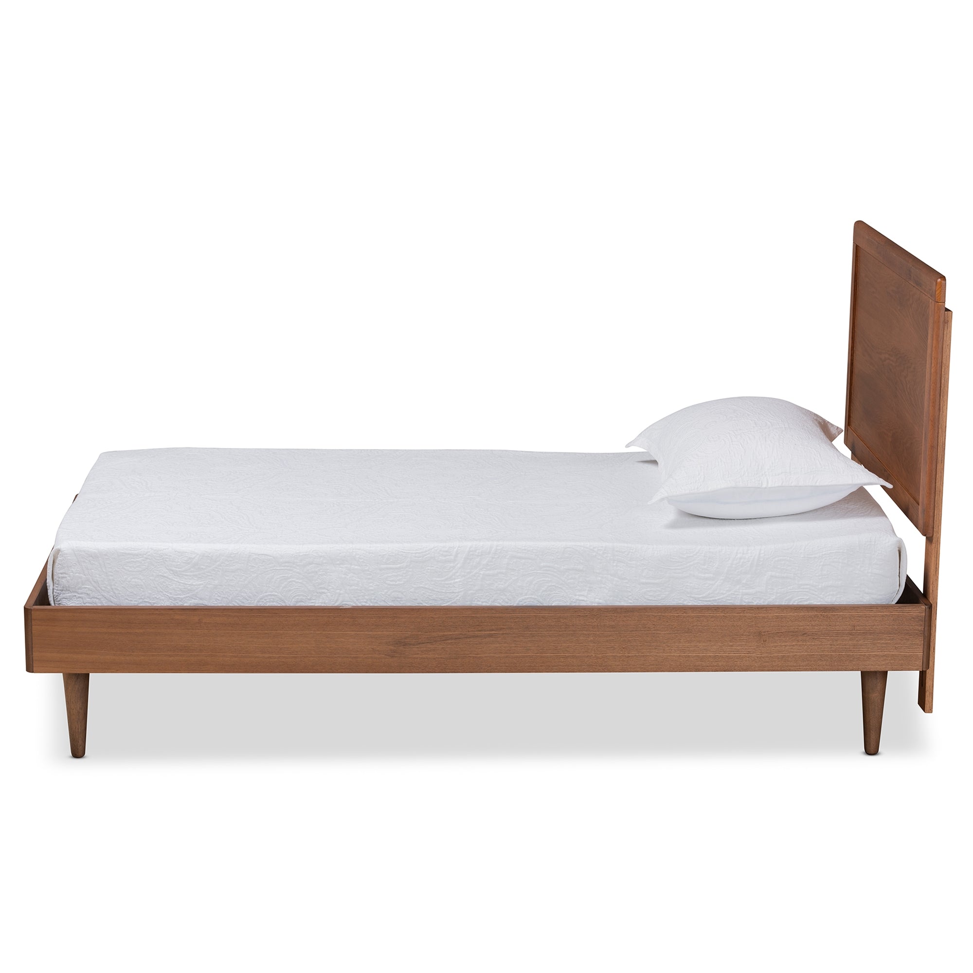 Baxton Studio Hiro Mid-Century Modern Walnut Brown Finished Wood Twin Size Platform Bed