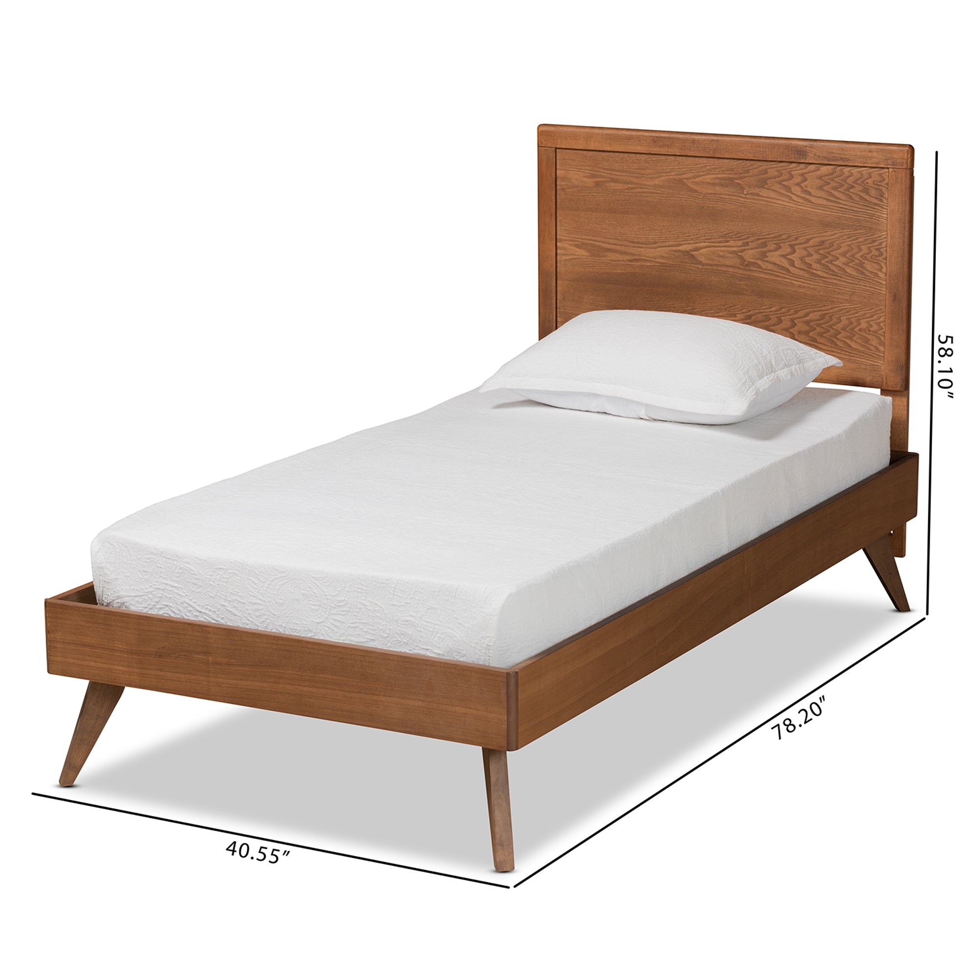 Baxton Studio Jiro Mid-Century Modern Walnut Brown Finished Wood Twin Size Platform Bed