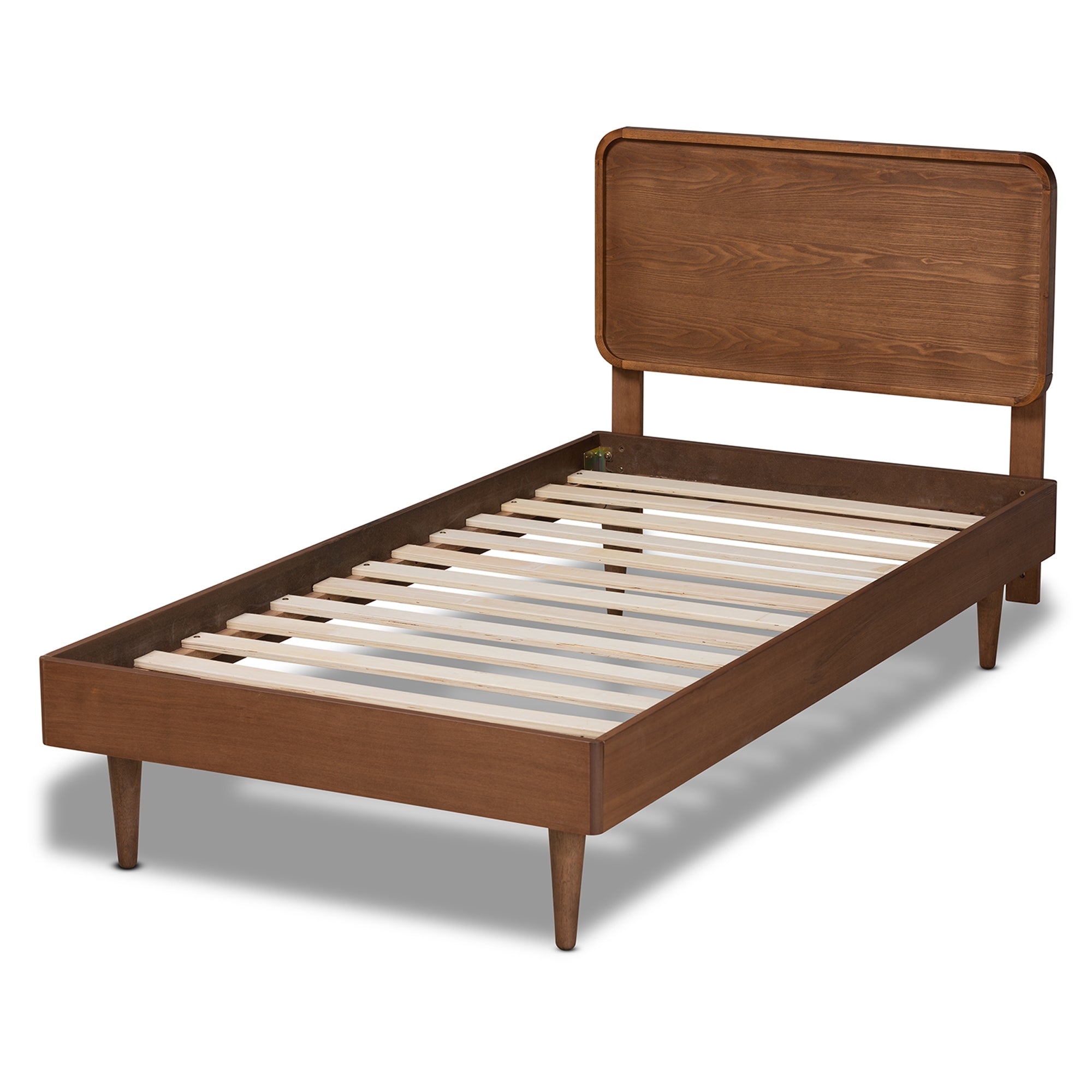 Baxton Studio Gisa Mid-Century Modern Transitional Walnut Brown Finished Wood Twin Size Platform Bed