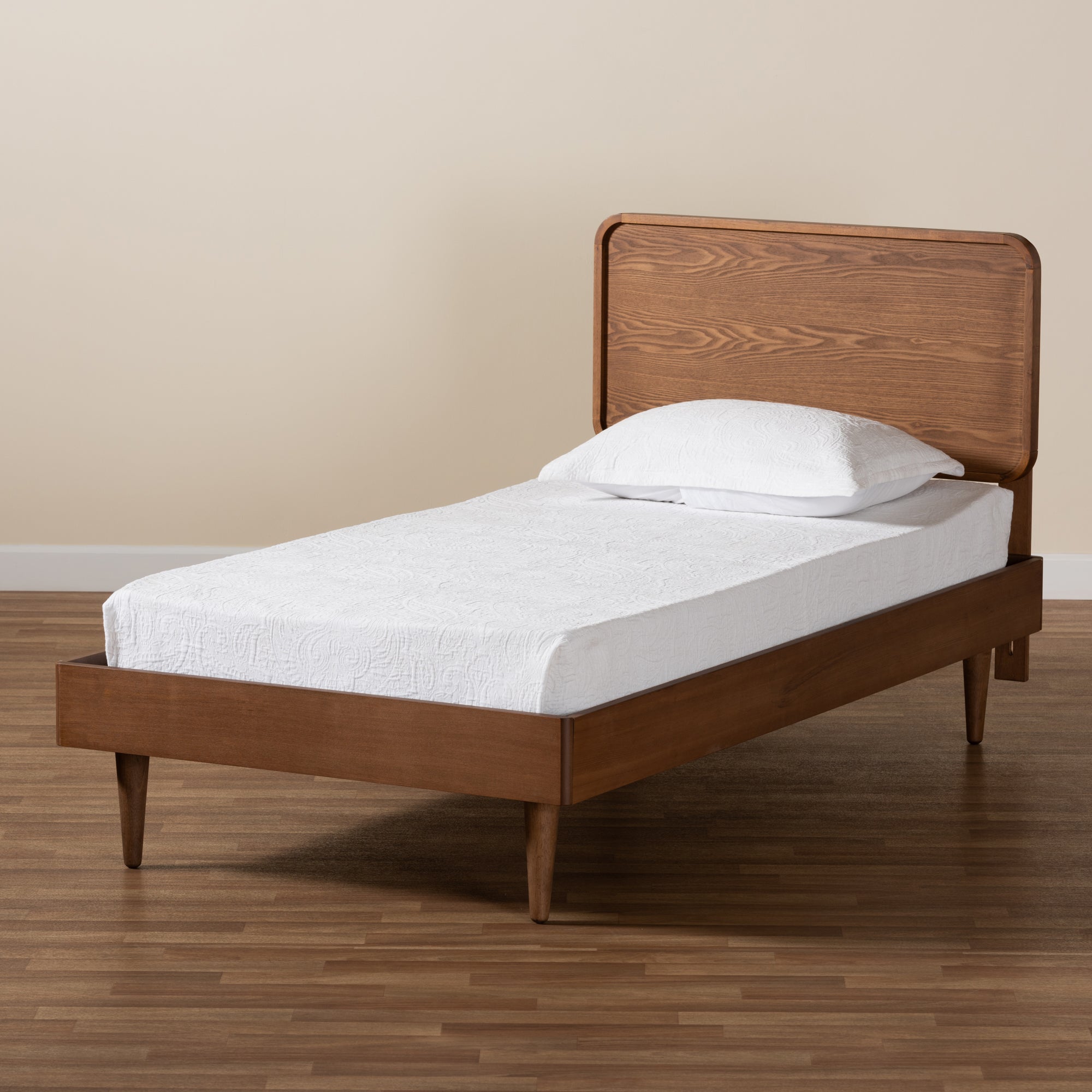 Baxton Studio Gisa Mid-Century Modern Transitional Walnut Brown Finished Wood Twin Size Platform Bed