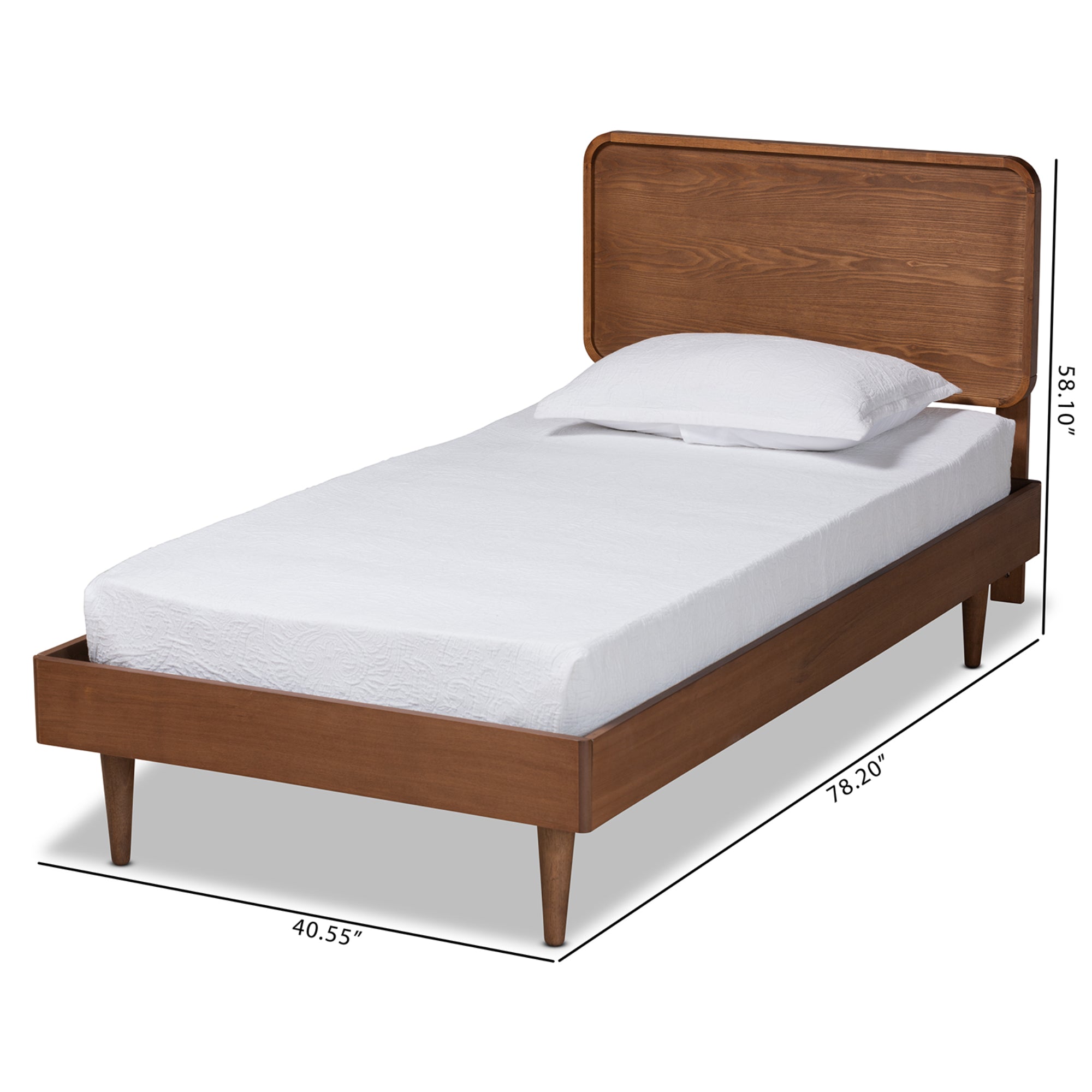 Baxton Studio Gisa Mid-Century Modern Transitional Walnut Brown Finished Wood Twin Size Platform Bed