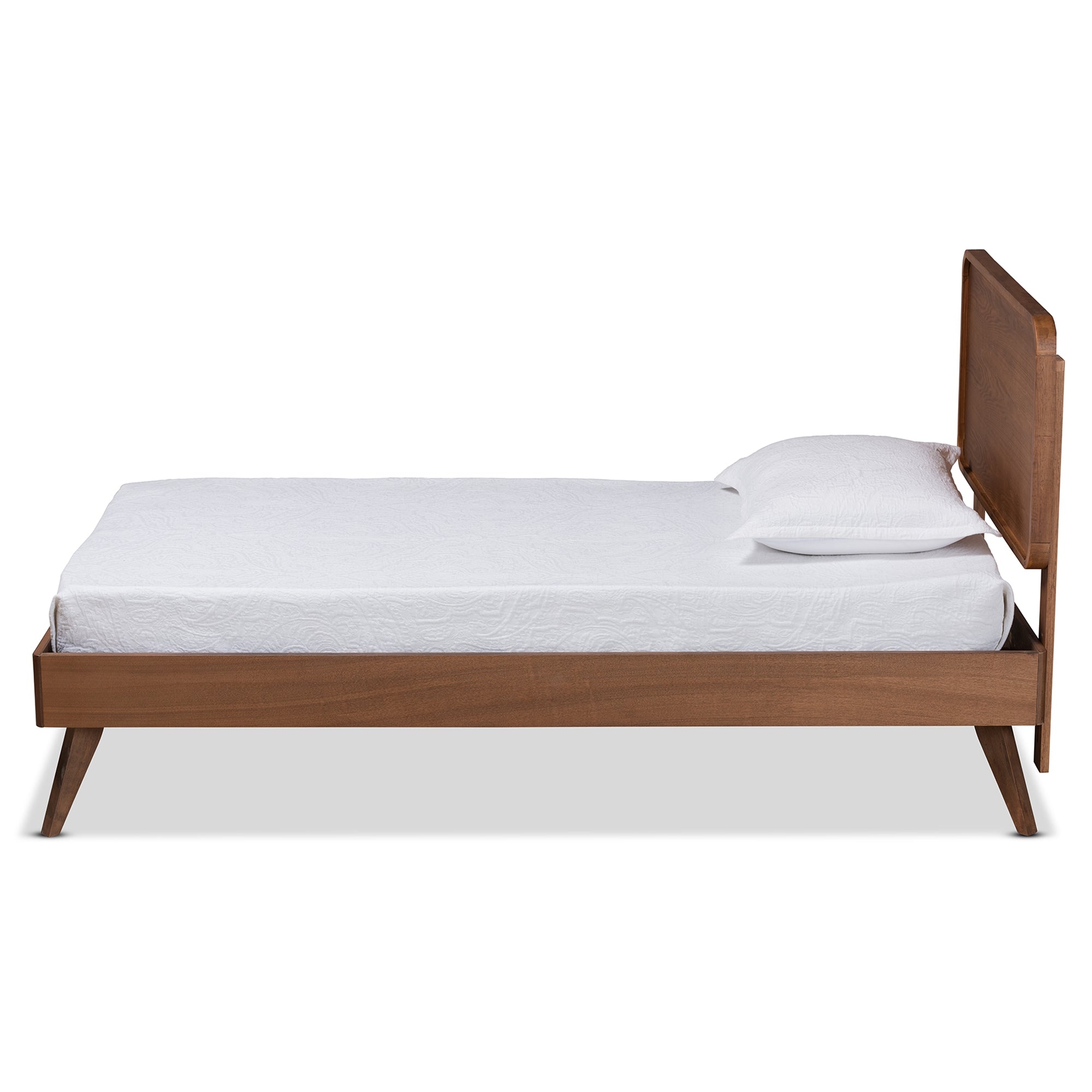 Baxton Studio Leola Mid-Century Modern Transitional Walnut Brown Finished Wood Twin Size Platform Bed